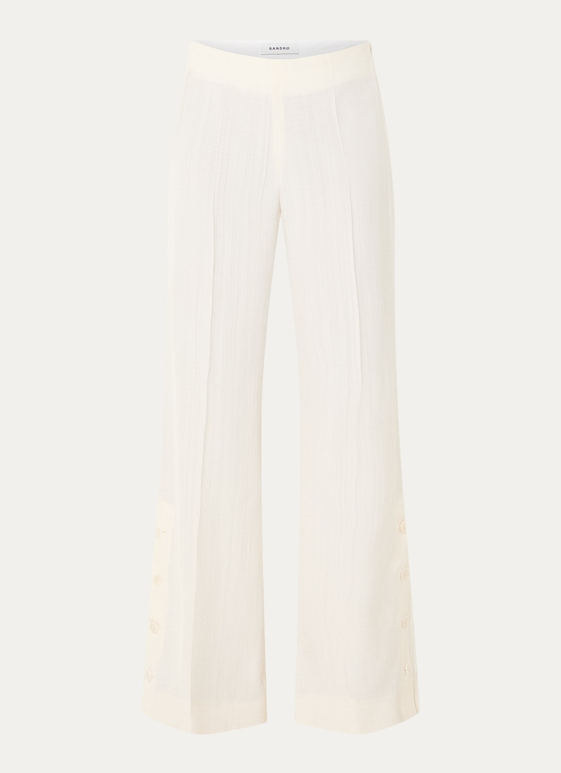 Sandro High waist straight fit pantalon met knoop detail - voorkant 2 ivoor
