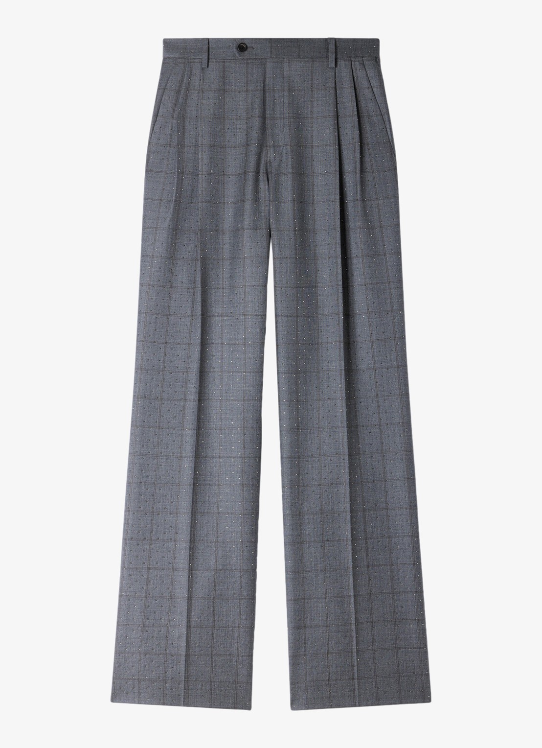 Sandro High waist straight fit pantalon met ruit dessin - voorkant dark grey / grijs