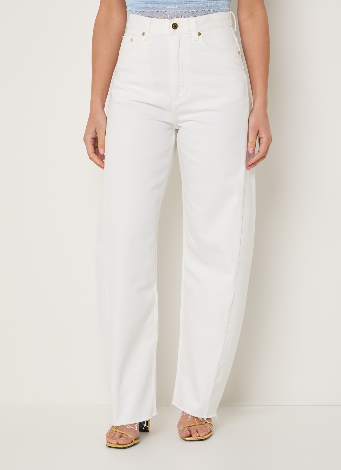 Sandro High waist straight leg jeans met gekleurde wassing - detail 4 wit