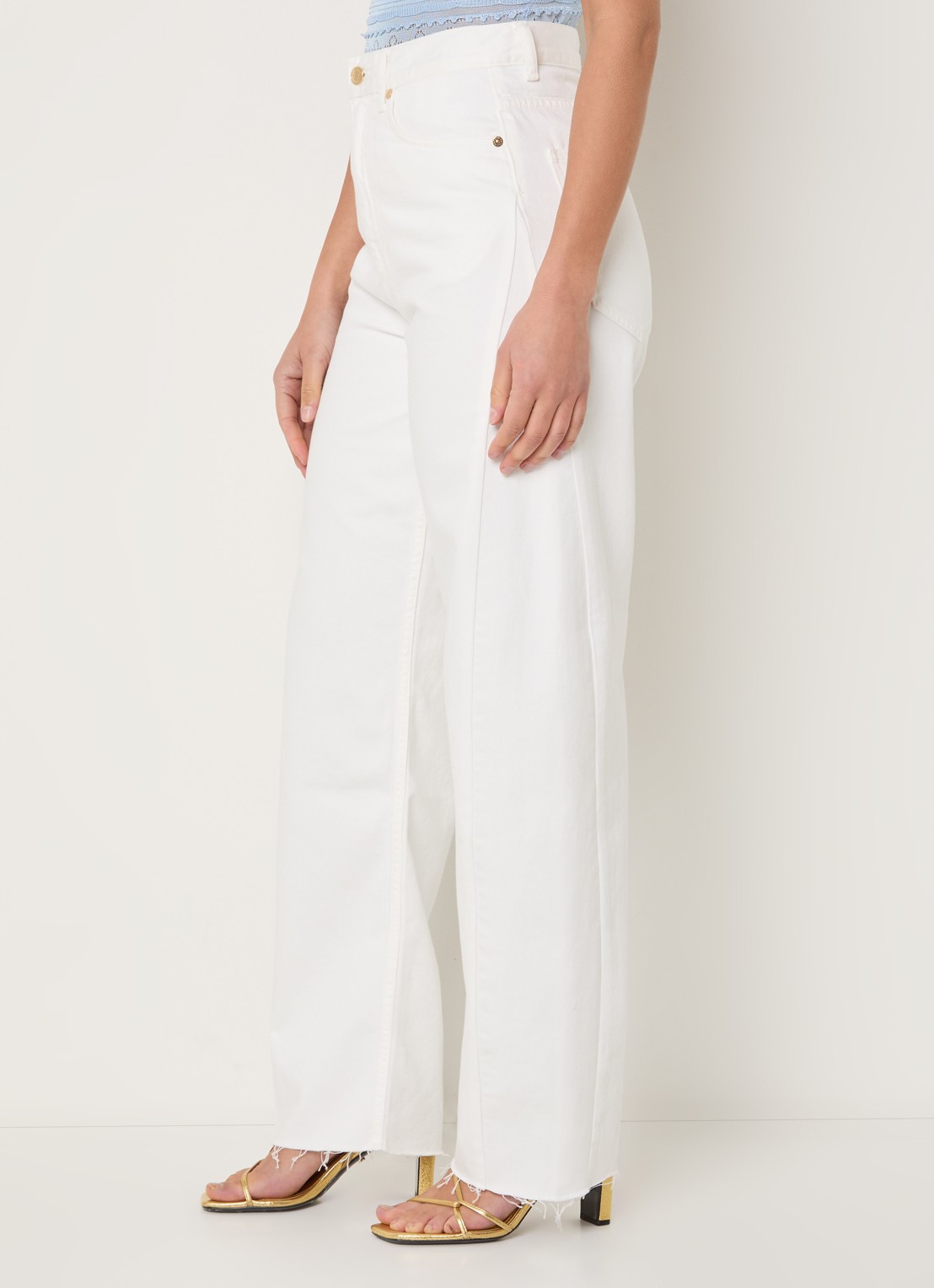 Sandro High waist straight leg jeans met gekleurde wassing - detail 5 wit