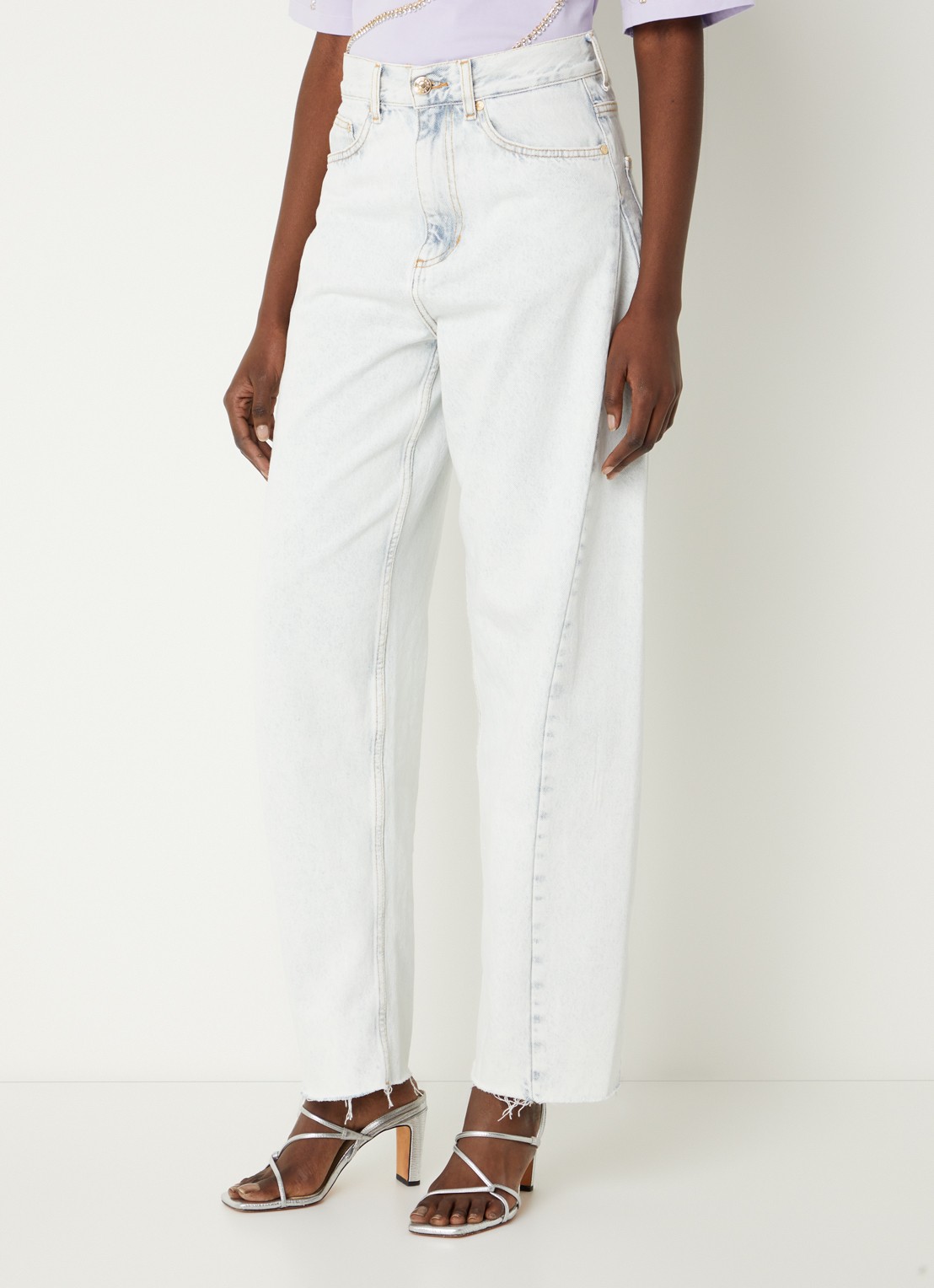 Sandro High waist straight leg jeans met lichte wassing - detail 2 indigo