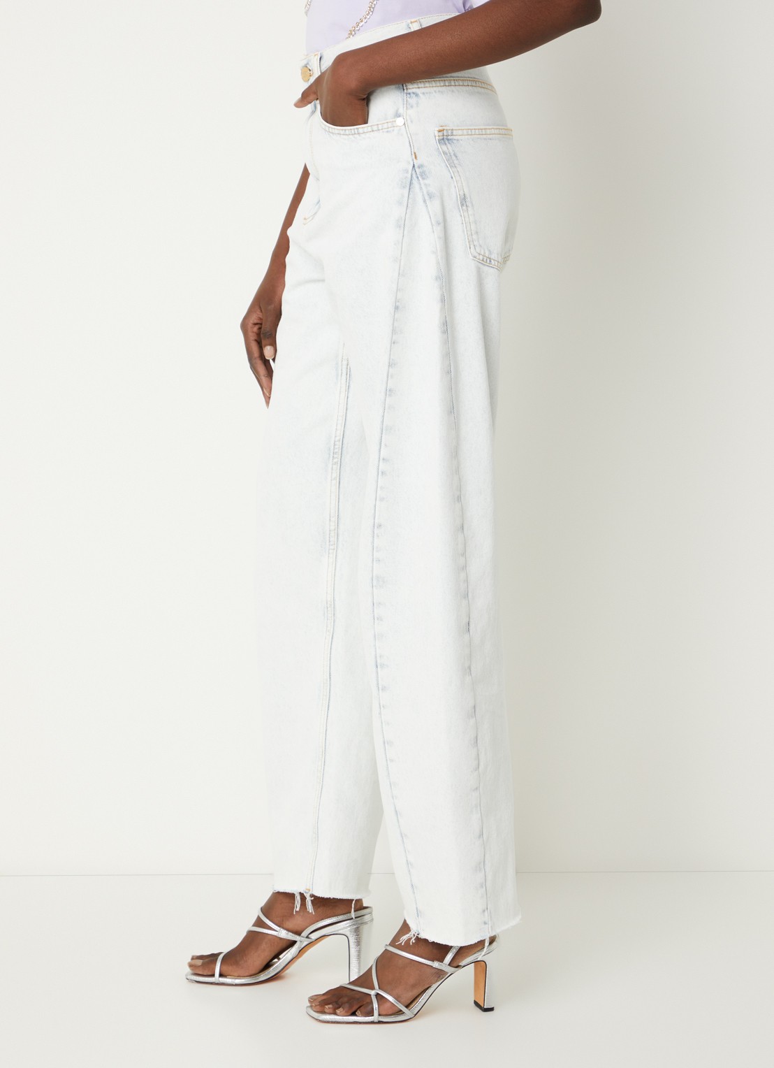Sandro High waist straight leg jeans met lichte wassing - detail 3 indigo