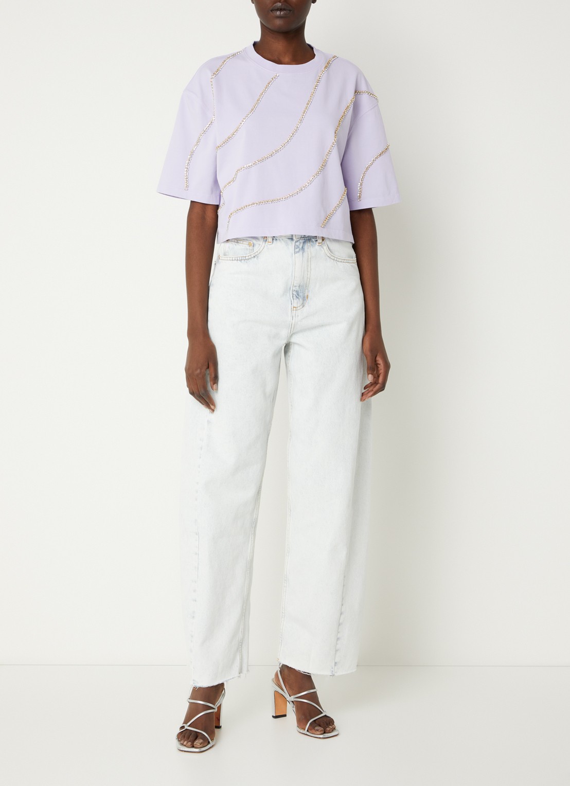 Sandro High waist straight leg jeans met lichte wassing - voorkant 5 indigo