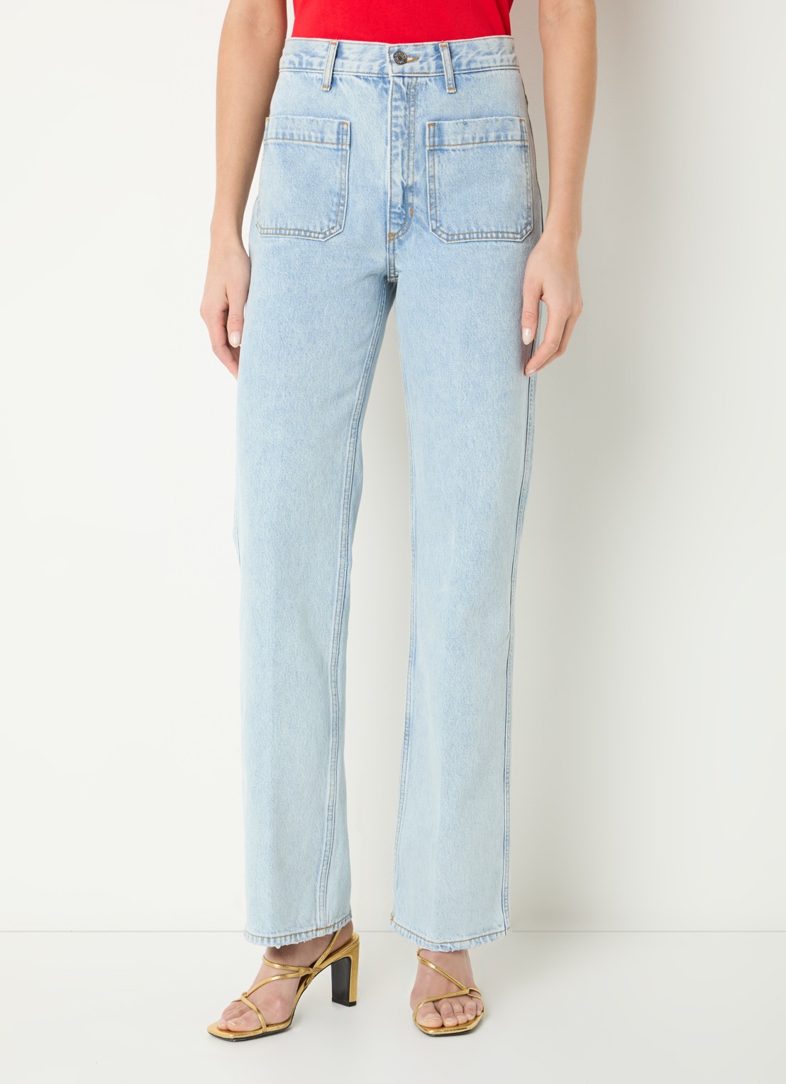 Sandro High waist straight leg jeans met lichte wassing - detail 2 indigo