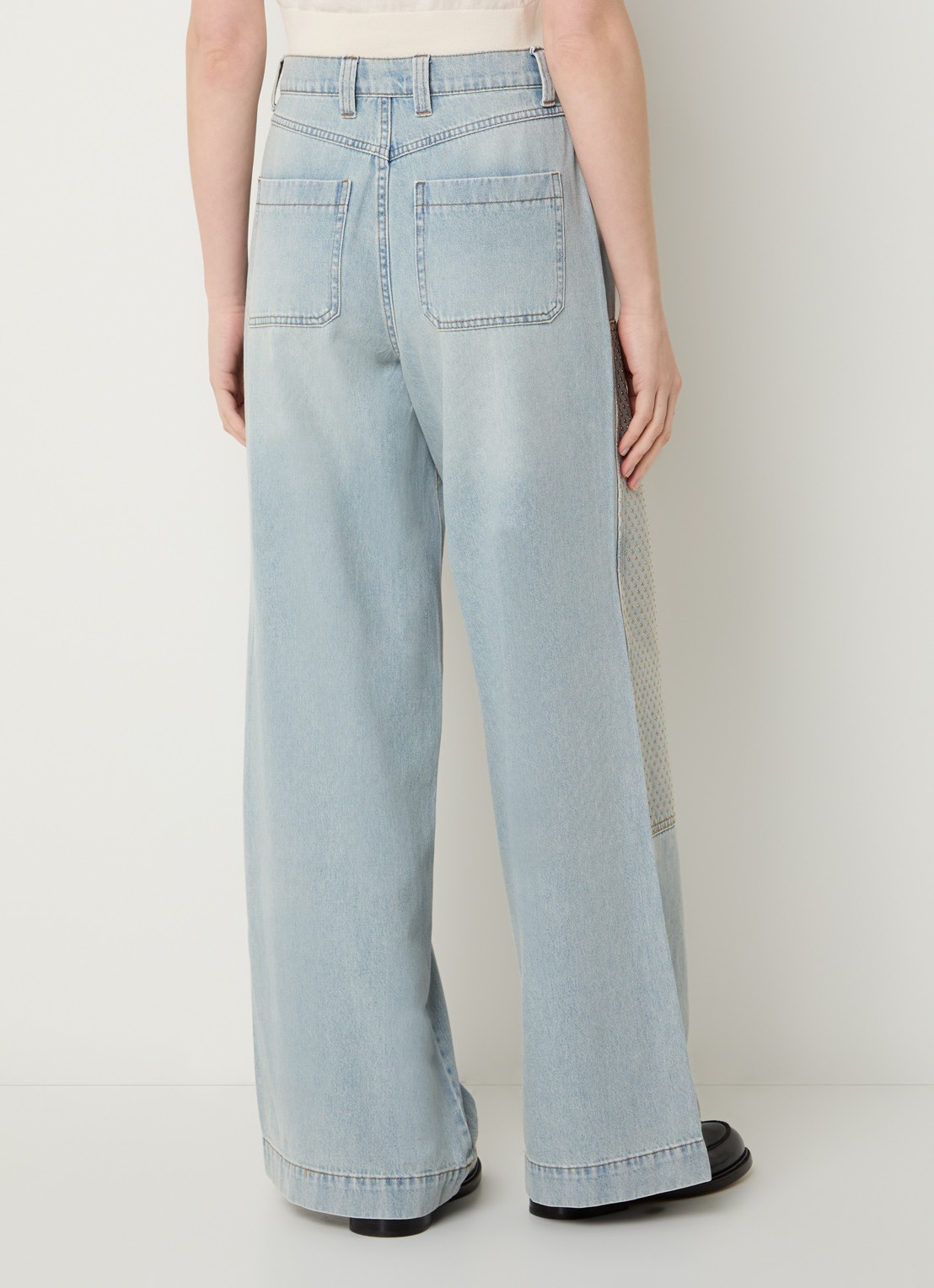 Sandro High waist straight leg jeans met strass - achterkant 3 indigo