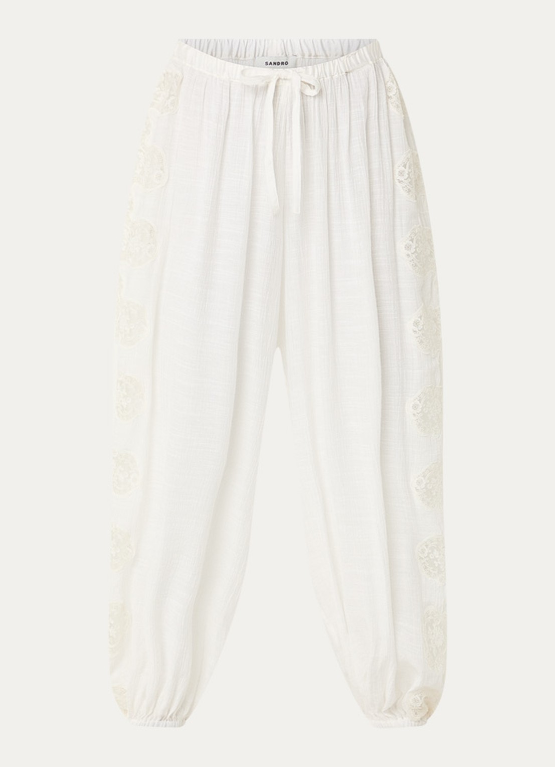 Sandro High waist tapered fit broek in linnenblend - voorkant 2 wit