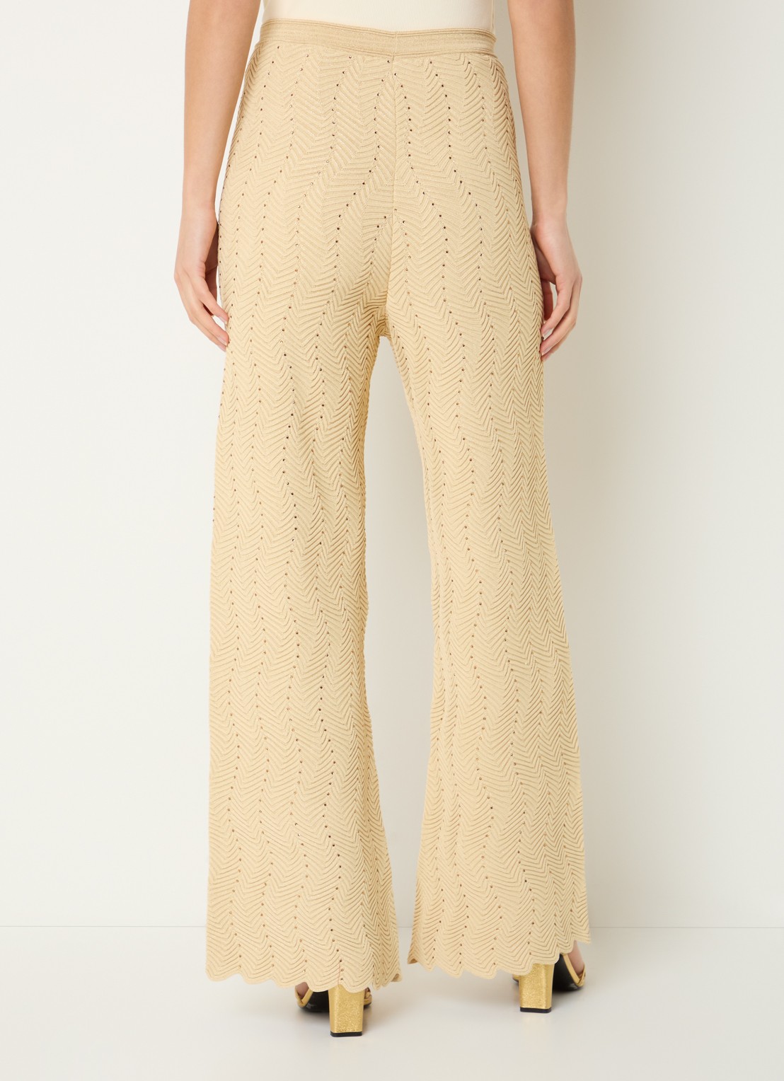 Sandro High waist wide fit broek met lurex en strass - achterkant 3 goud