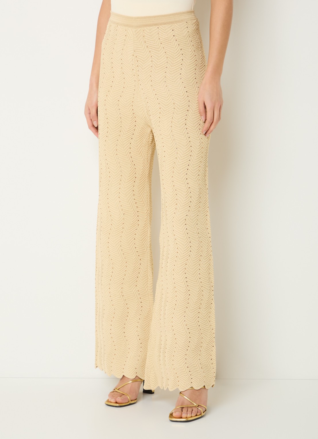 Sandro High waist wide fit broek met lurex en strass - detail 4 goud