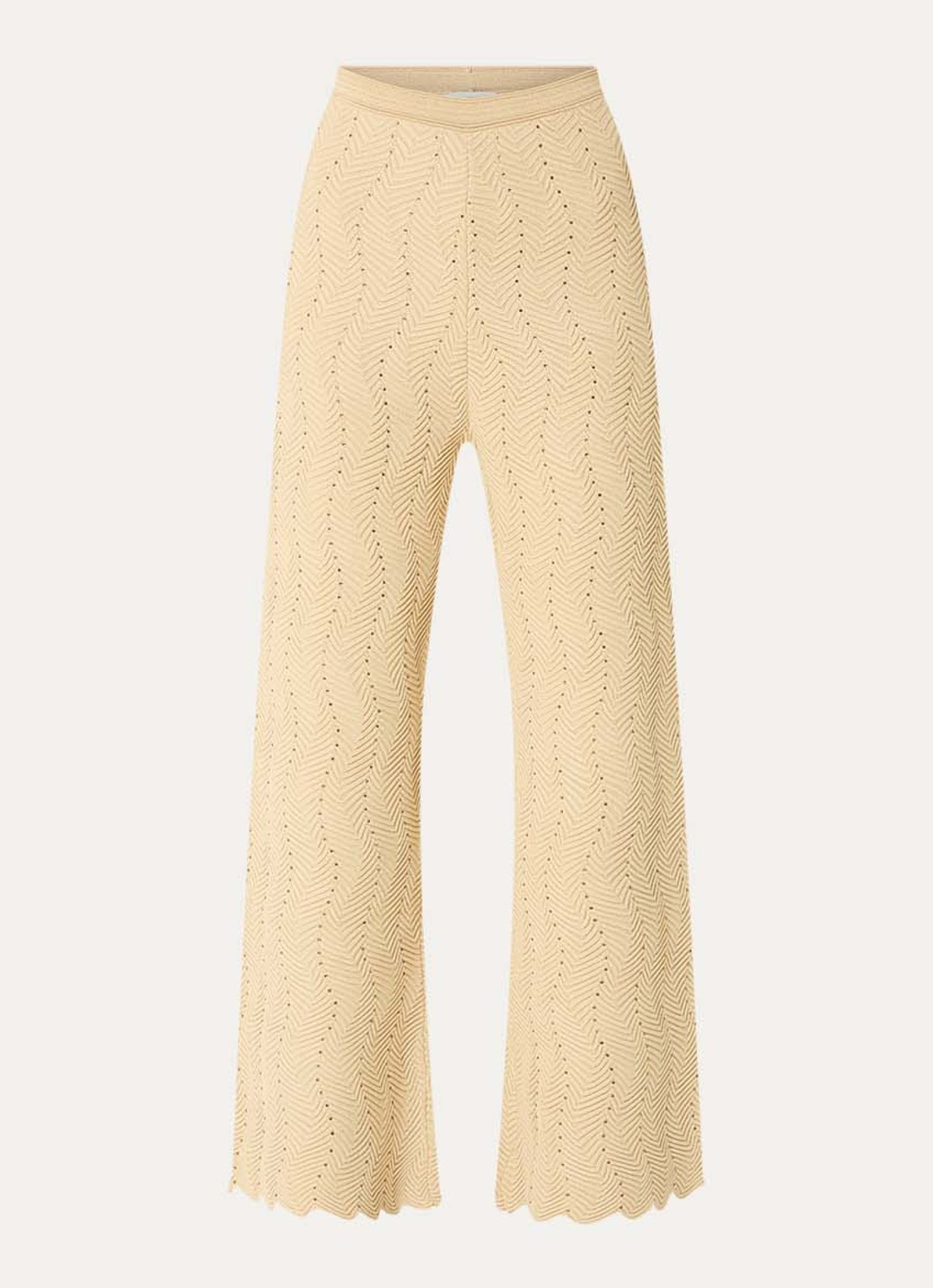 Sandro High waist wide fit broek met lurex en strass - voorkant goud