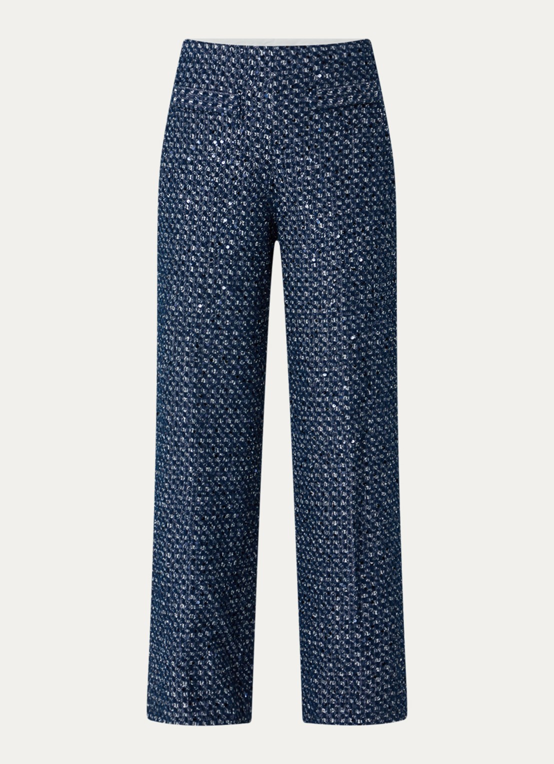 Sandro High waist wide fit broek met pailletten - voorkant donkerblauw
