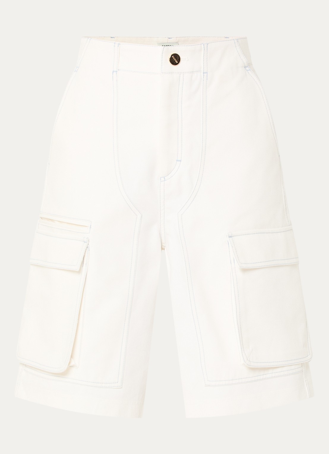 Sandro High waist wide fit korte broek van denim met gekleurde wassing - voorkant 2 wit