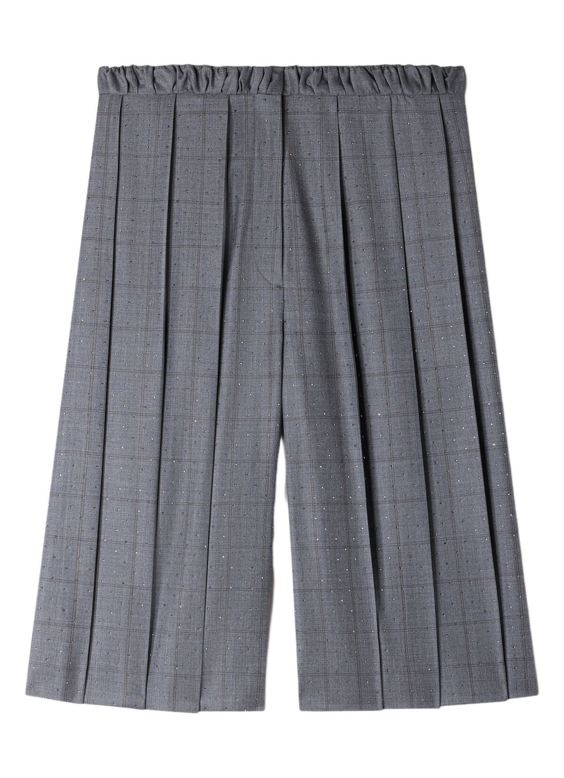 Sandro High waist wide fit korte pantalon van wol met ruitdessin en strass - voorkant donkergrijs