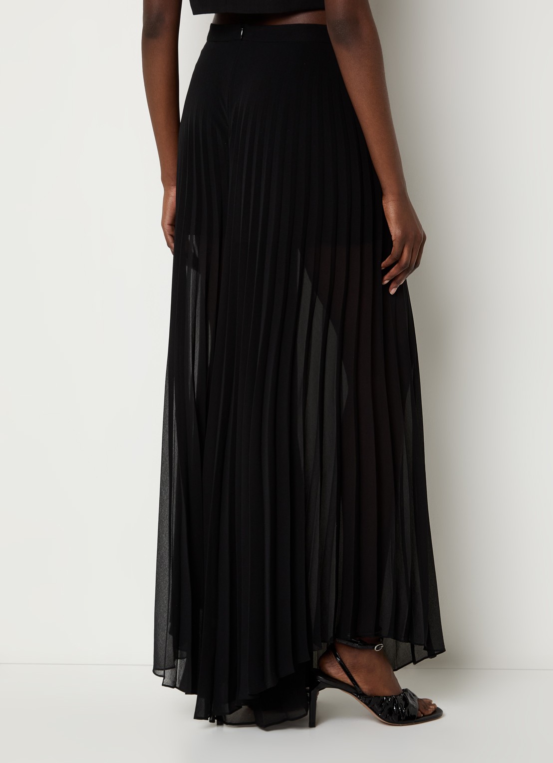 Sandro High waist wide fit palazzobroek met plissé - achterkant 4 zwart
