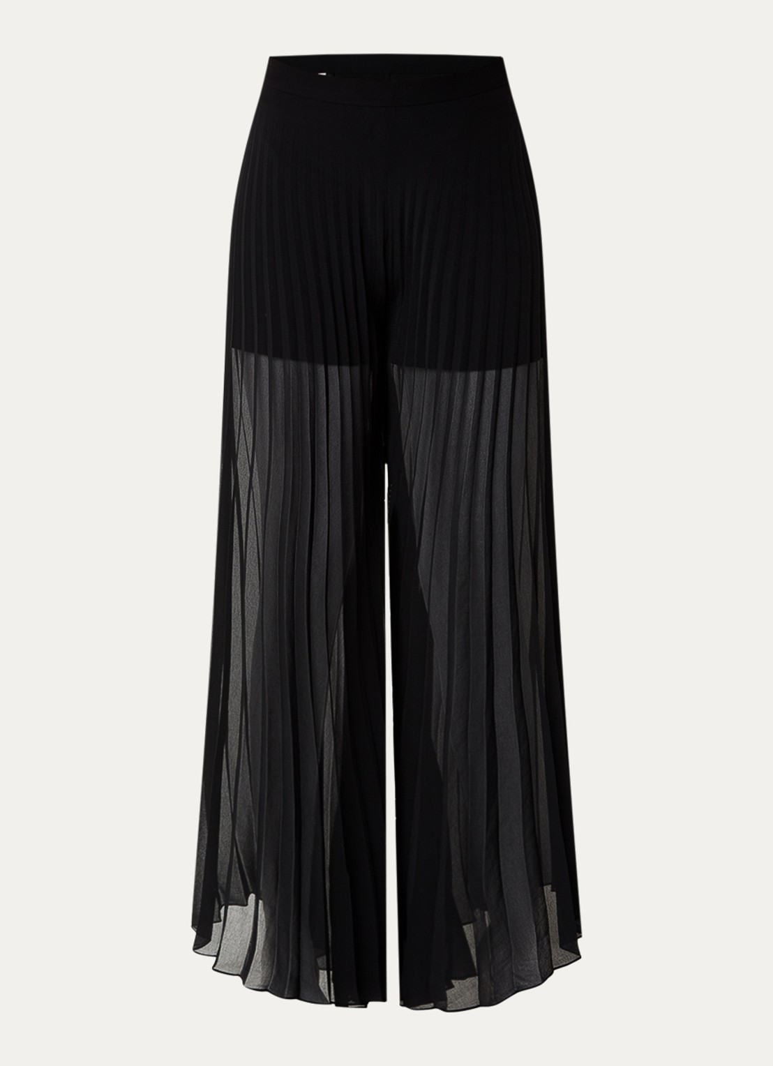 Sandro High waist wide fit palazzobroek met plissé - voorkant zwart
