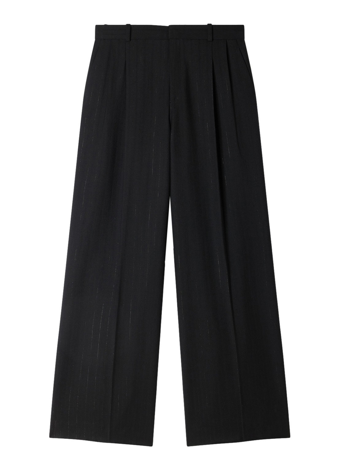 Sandro High waist wide fit pantalon in wolblend met krijtstreep - voorkant 5 zwart