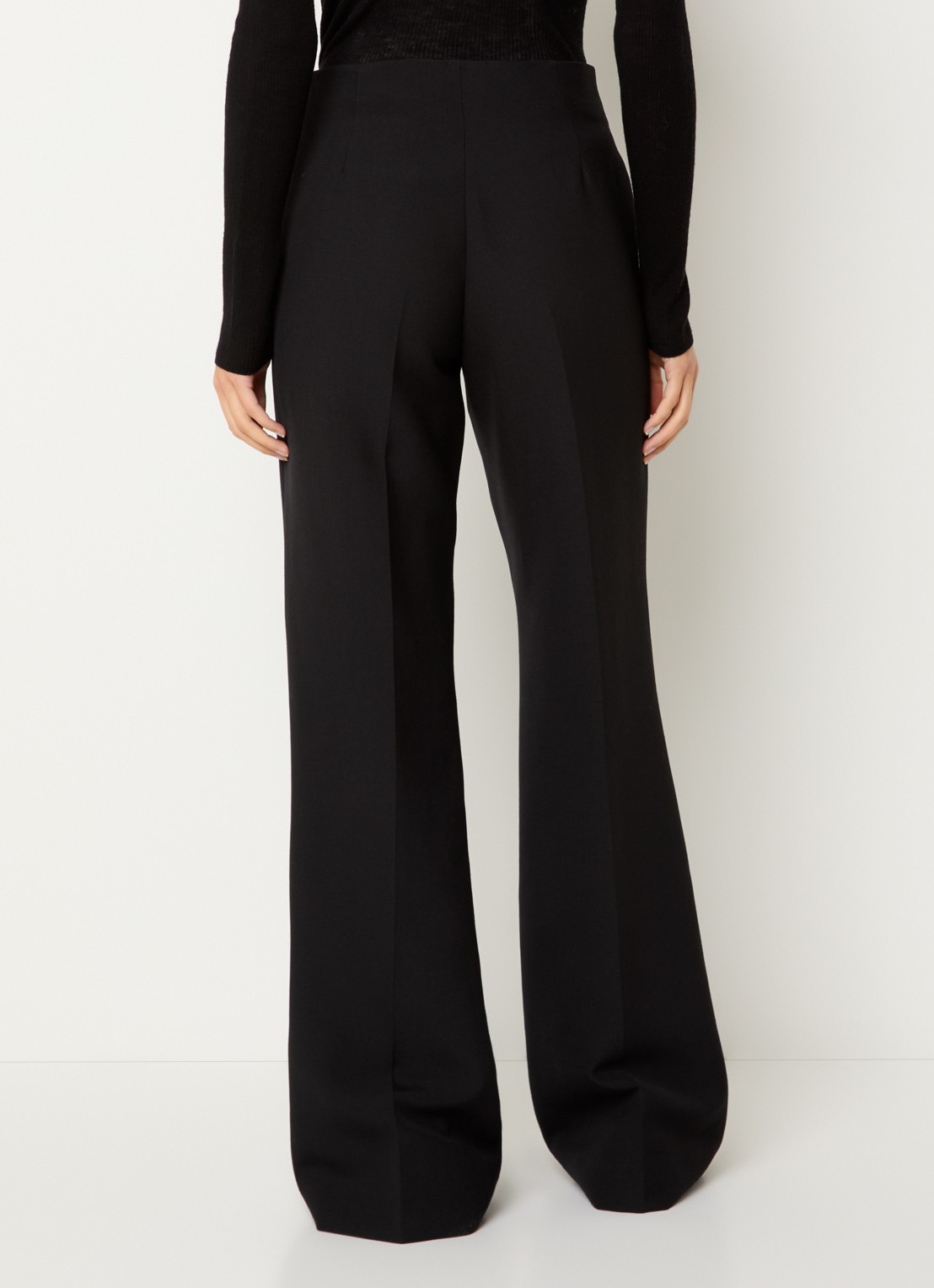 Sandro High waist wide fit pantalon in wolblend - achterkant 4 zwart