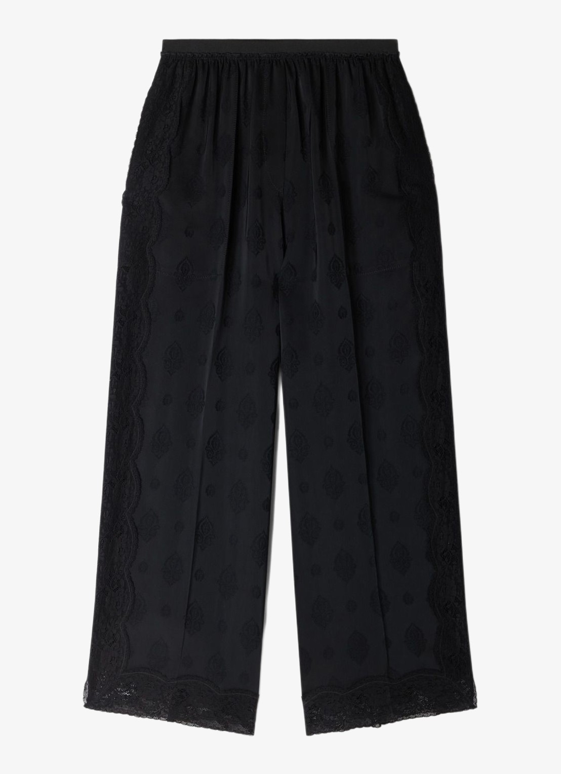 Sandro High waist wide fit pantalon met jacquard dessin en zakken - voorkant 2 black / zwart