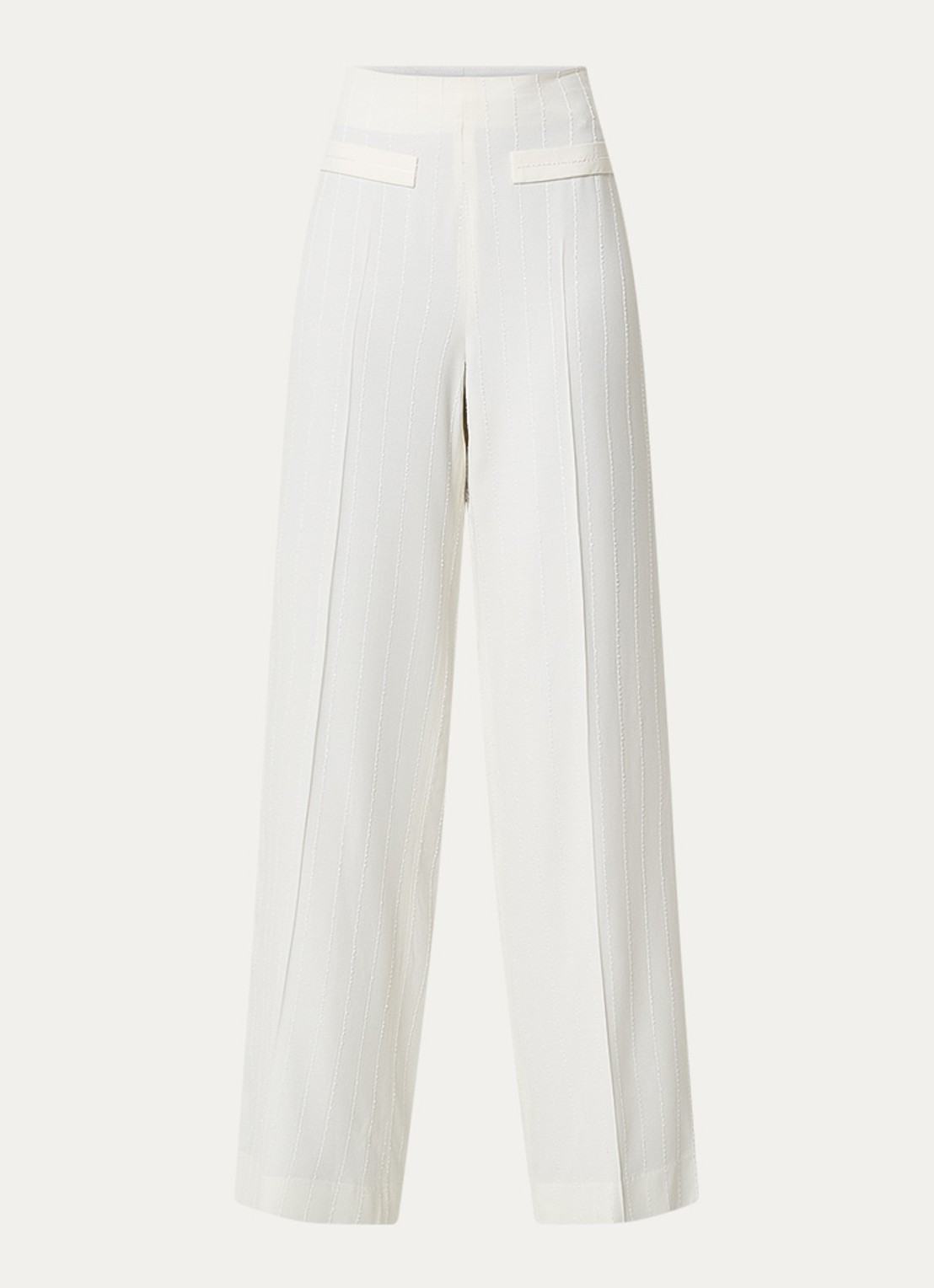 Sandro High waist wide fit pantalon met pailletten - voorkant 2 gebroken wit