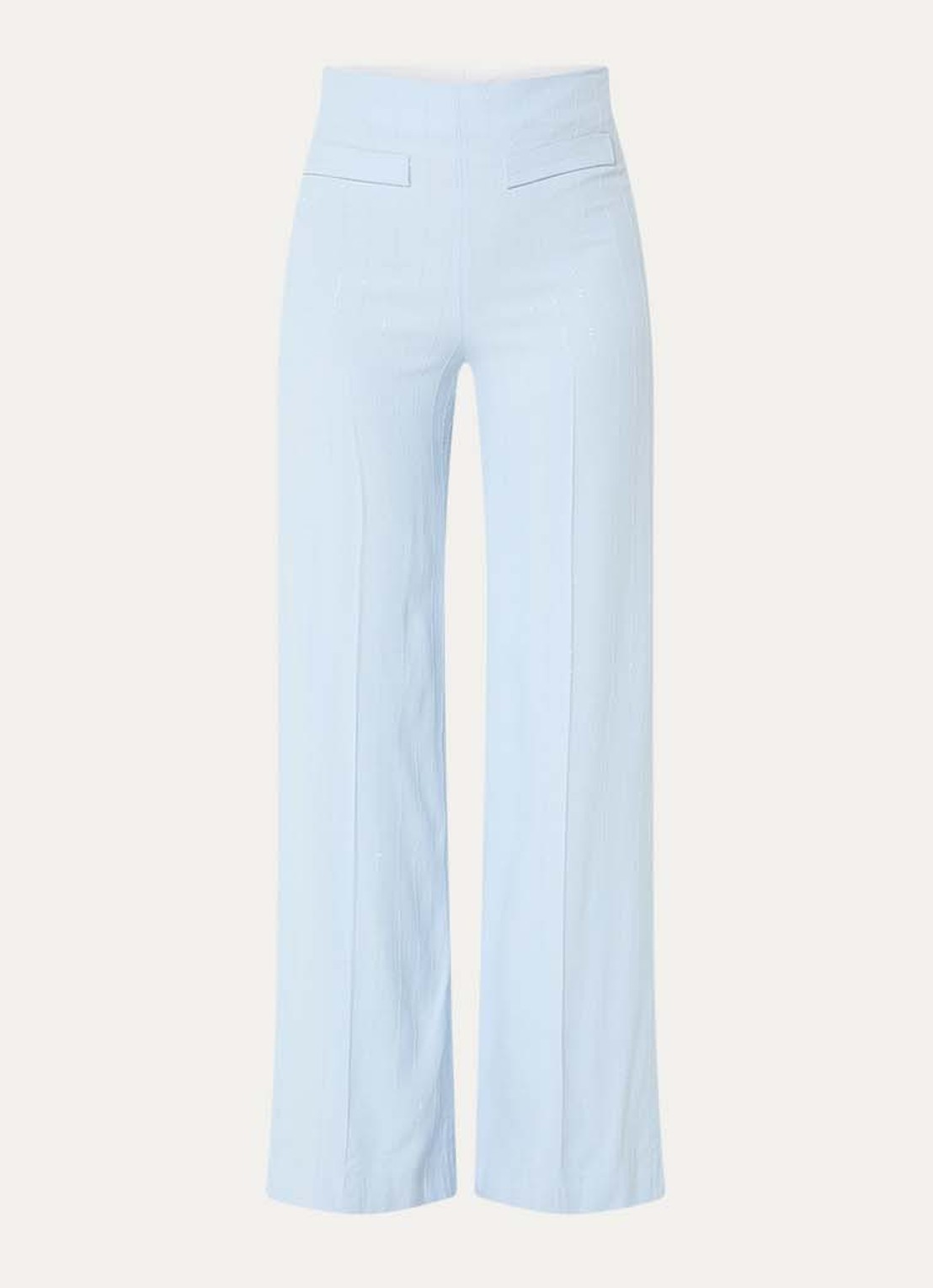 Sandro High waist wide fit pantalon met pailletten - voorkant 2 lichtblauw