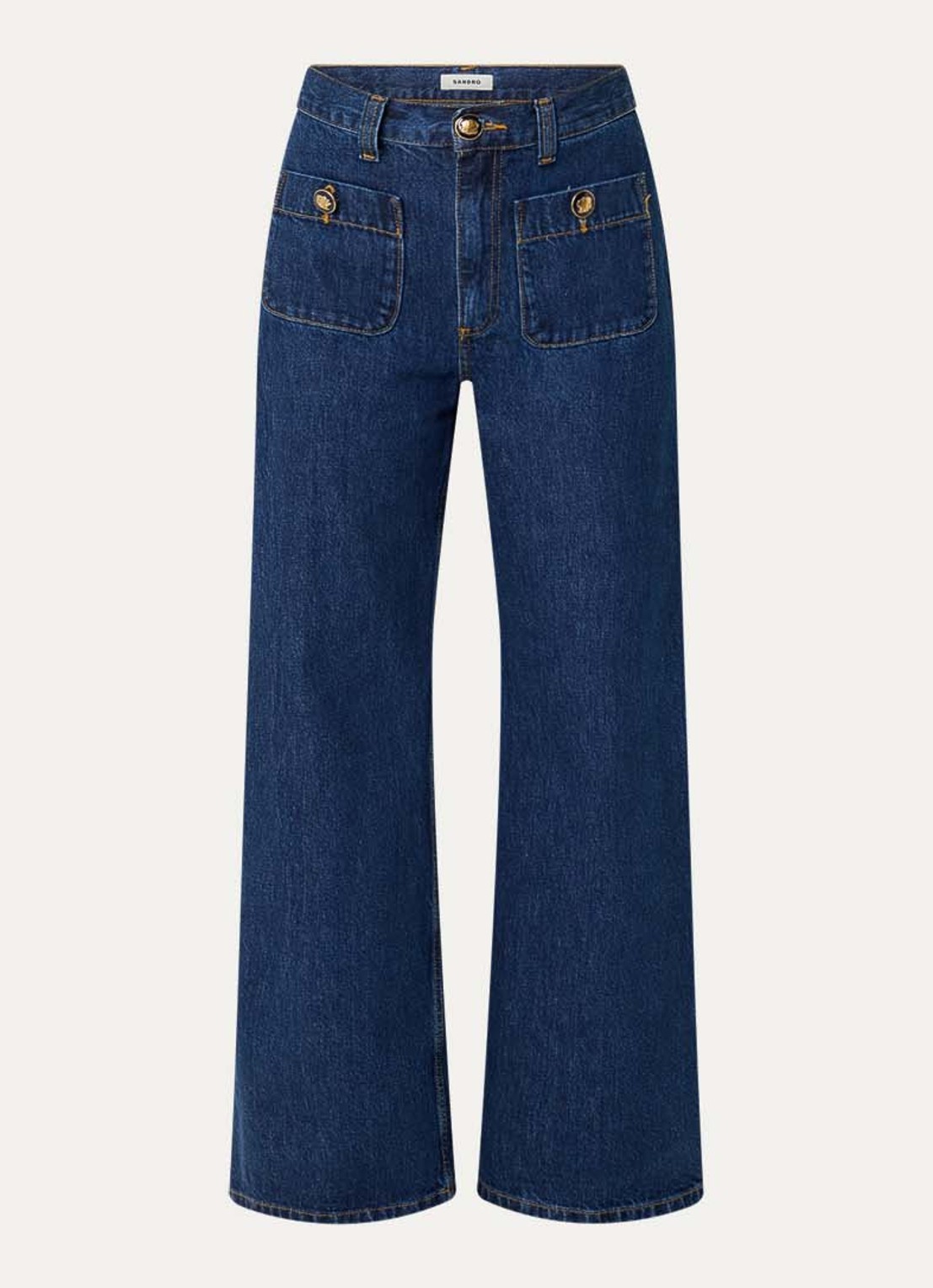 Sandro High waist wide leg jeans met donkere wassing - voorkant 2 donkerblauw