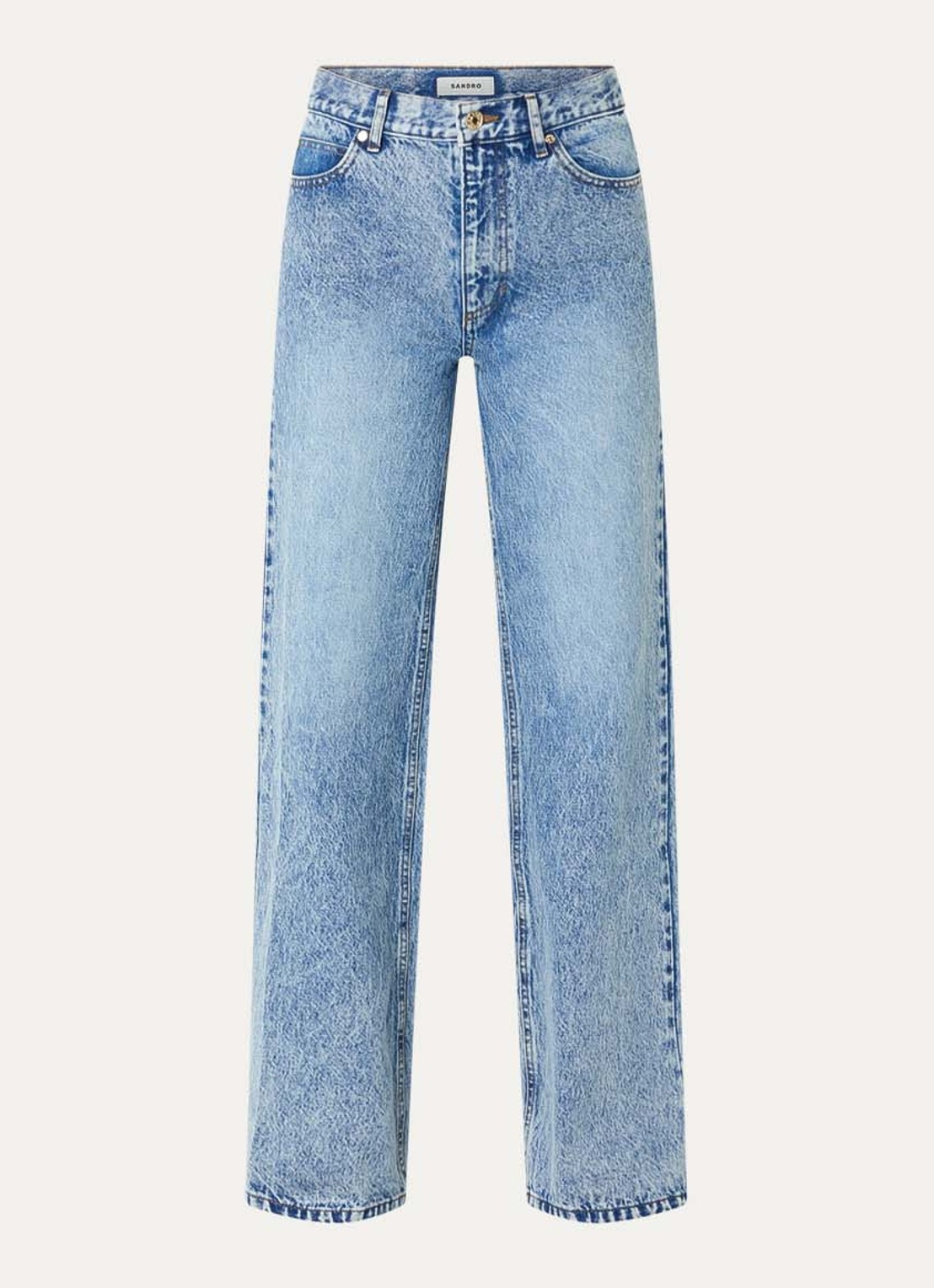 Sandro High waist wide leg jeans met lichte wassing - voorkant 4 indigo