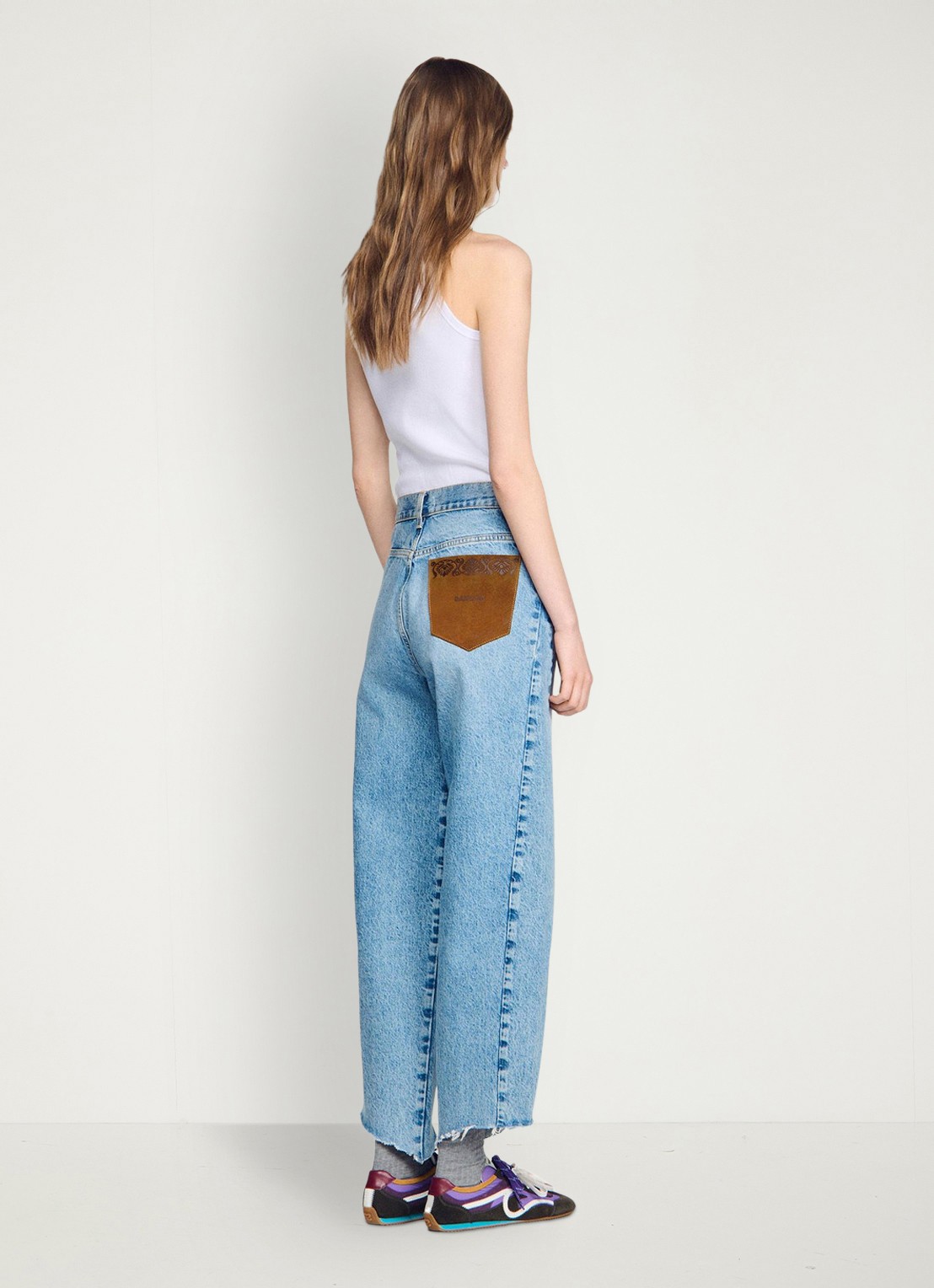 Sandro High waist wide leg jeans met steekzakken - achterkant 3 indigo