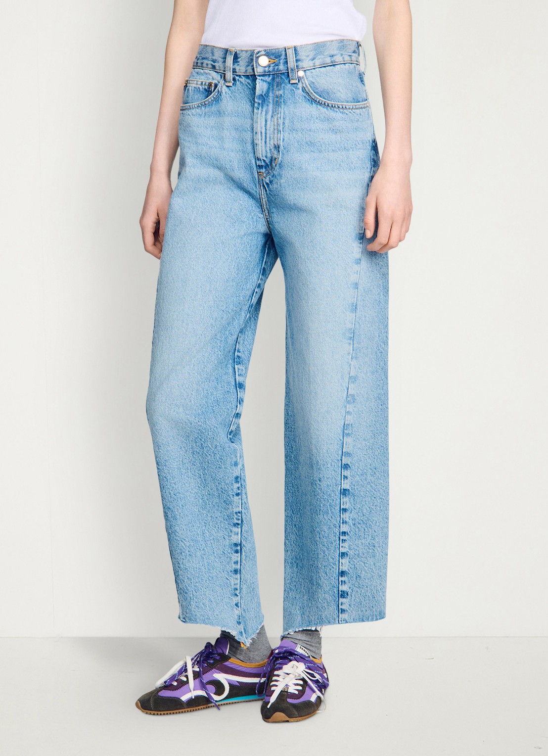 Sandro High waist wide leg jeans met steekzakken - detail 4 indigo