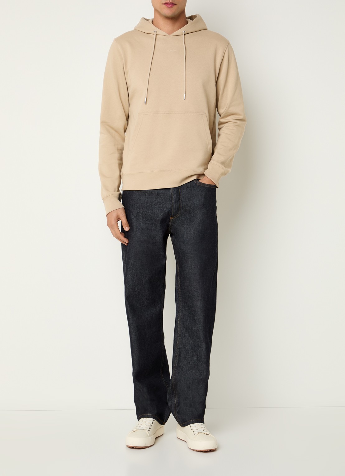 Sandro Hoodie met trekkoord - voorkant 2 beige