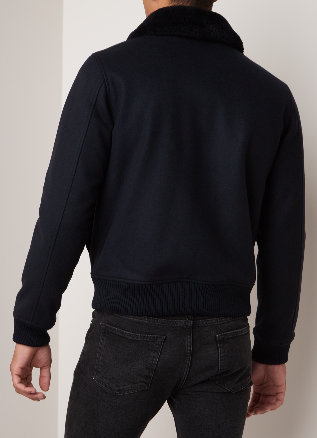 Sandro Jack in wolblend met afneembare teddy kraag - achterkant 4 donkerblauw