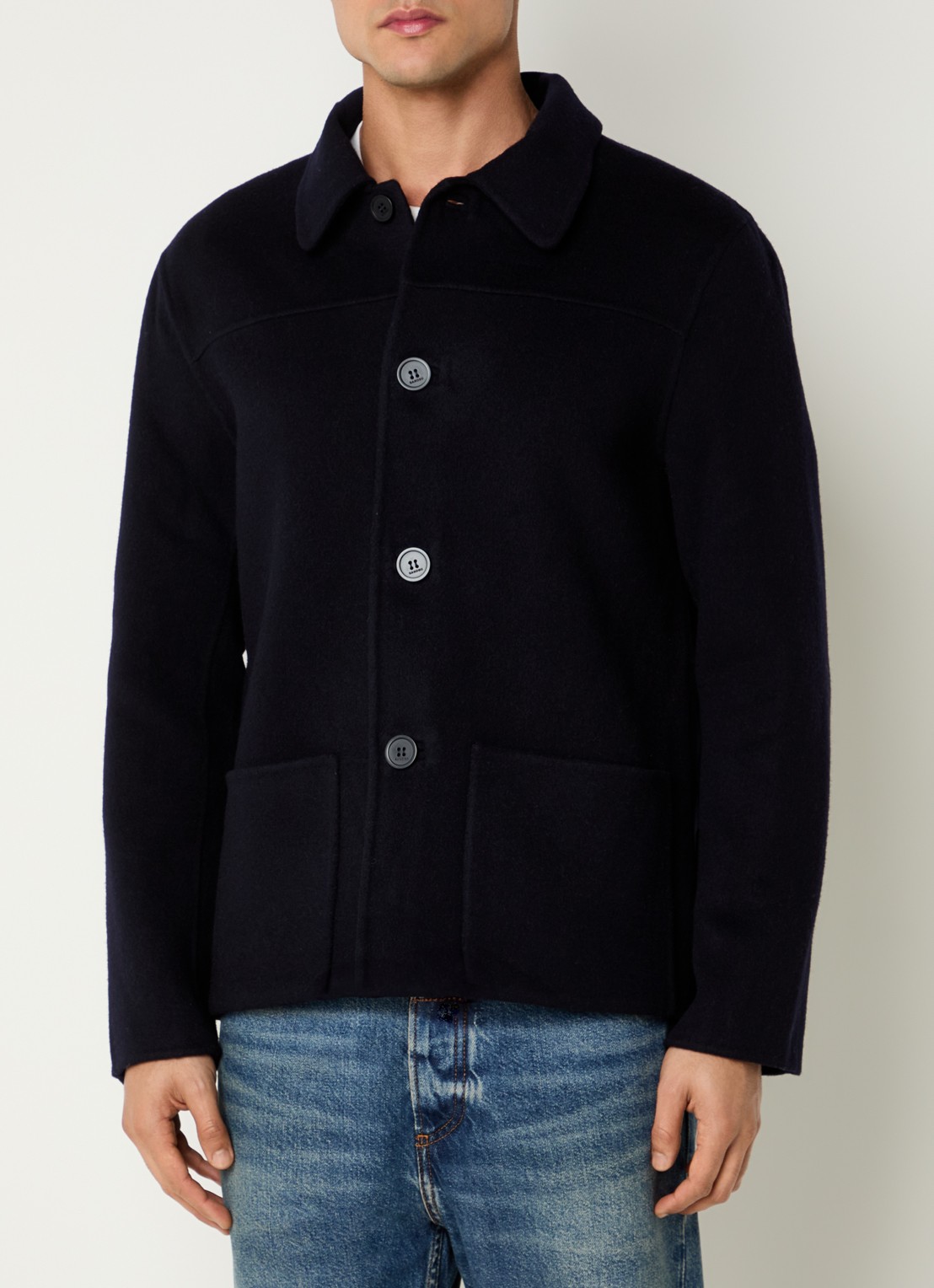 Sandro Jack in wolblend met opgestikte zakken - detail 3 donkerblauw