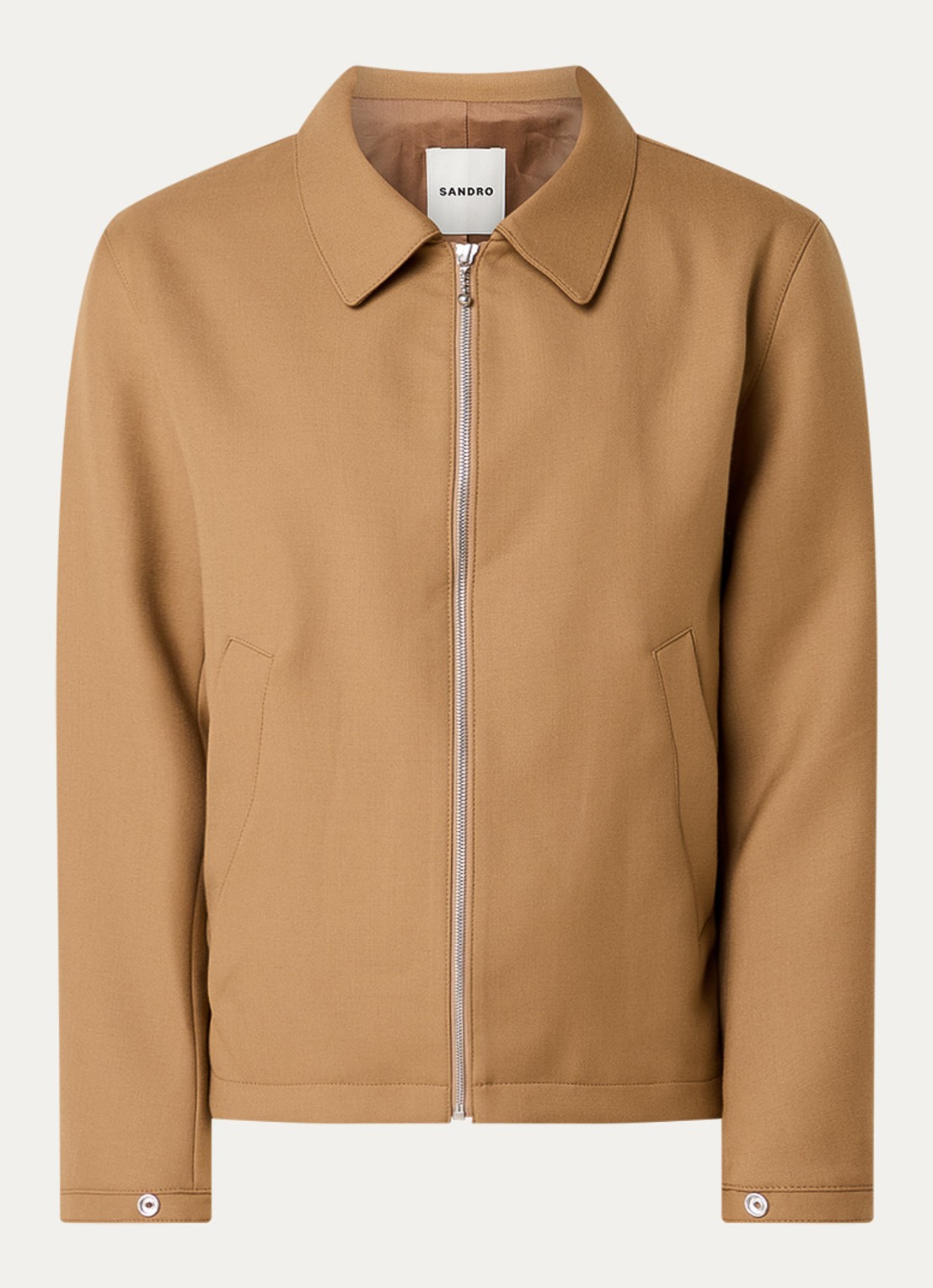 Sandro Jack in wolblend met steekzakken  - voorkant camel