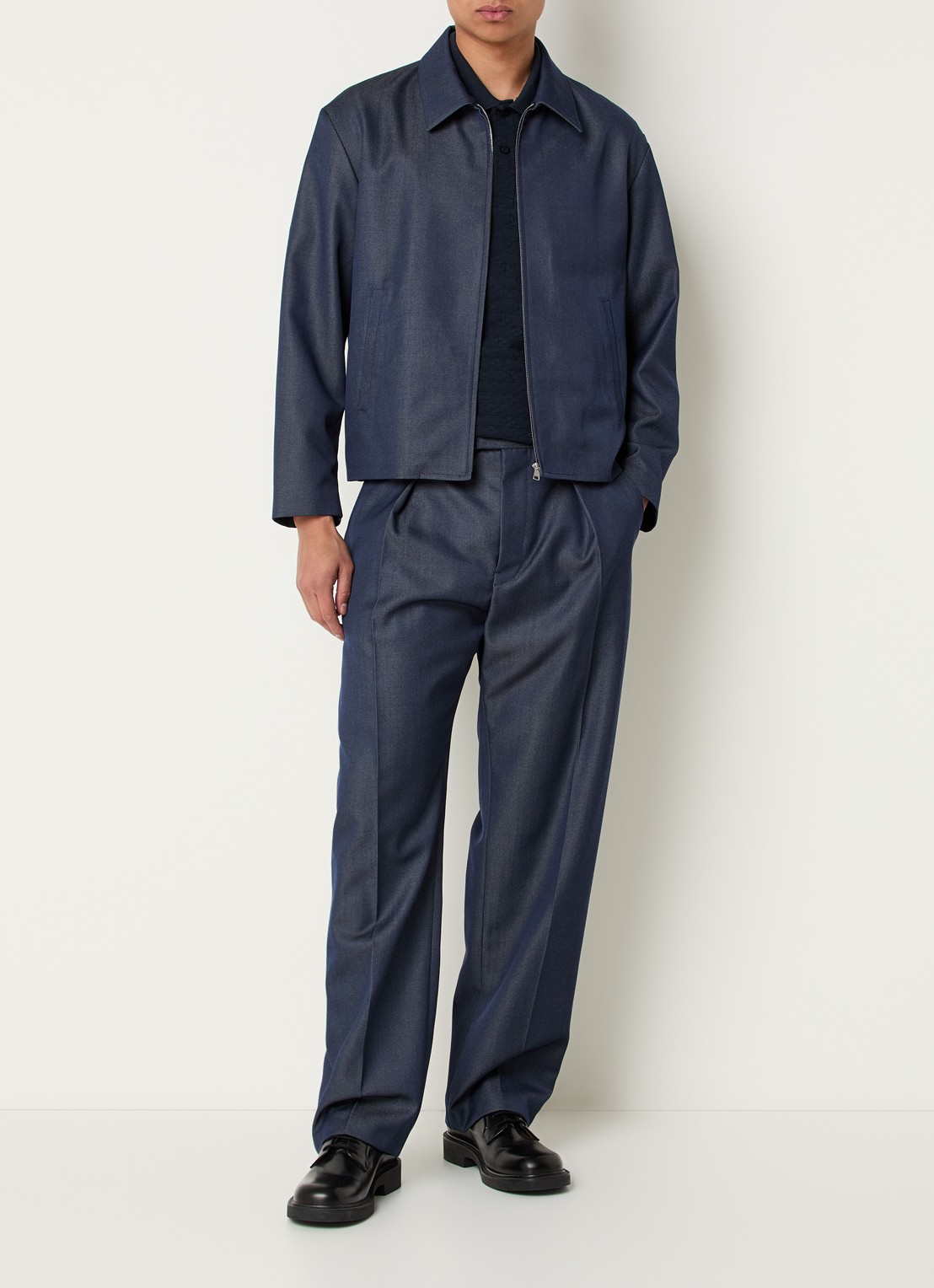 Sandro Jack in wolblend met steekzakken - voorkant 2 donkerblauw