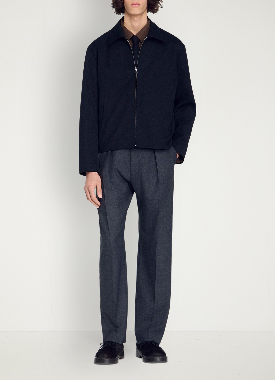 Sandro Jack in wolblend - detail 4 donkerblauw
