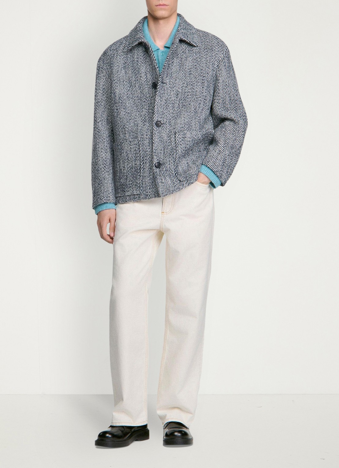 Sandro Jack in wolblend - detail 5 donkerblauw