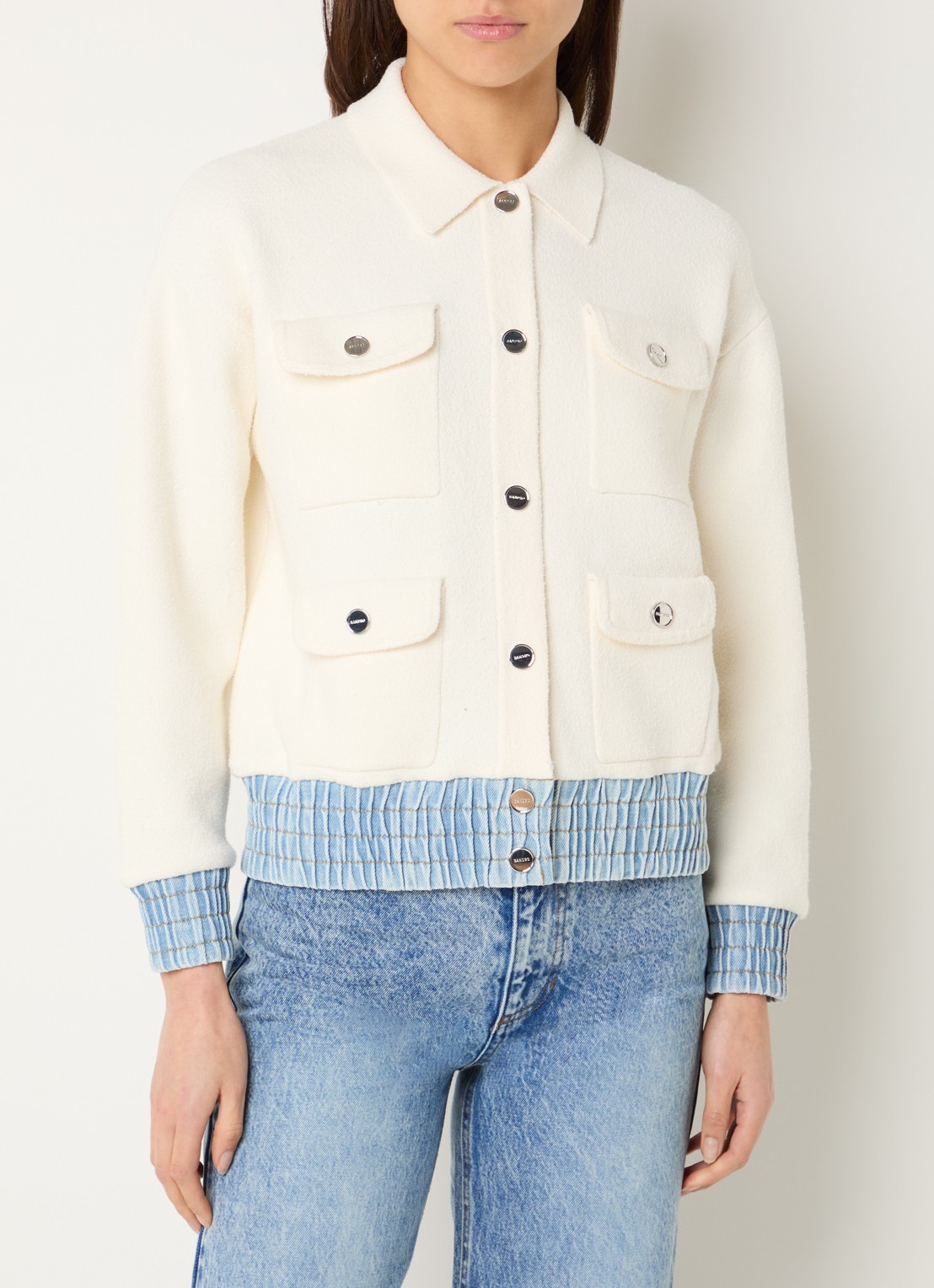 Sandro Jack met bortzakken - detail 3 beige