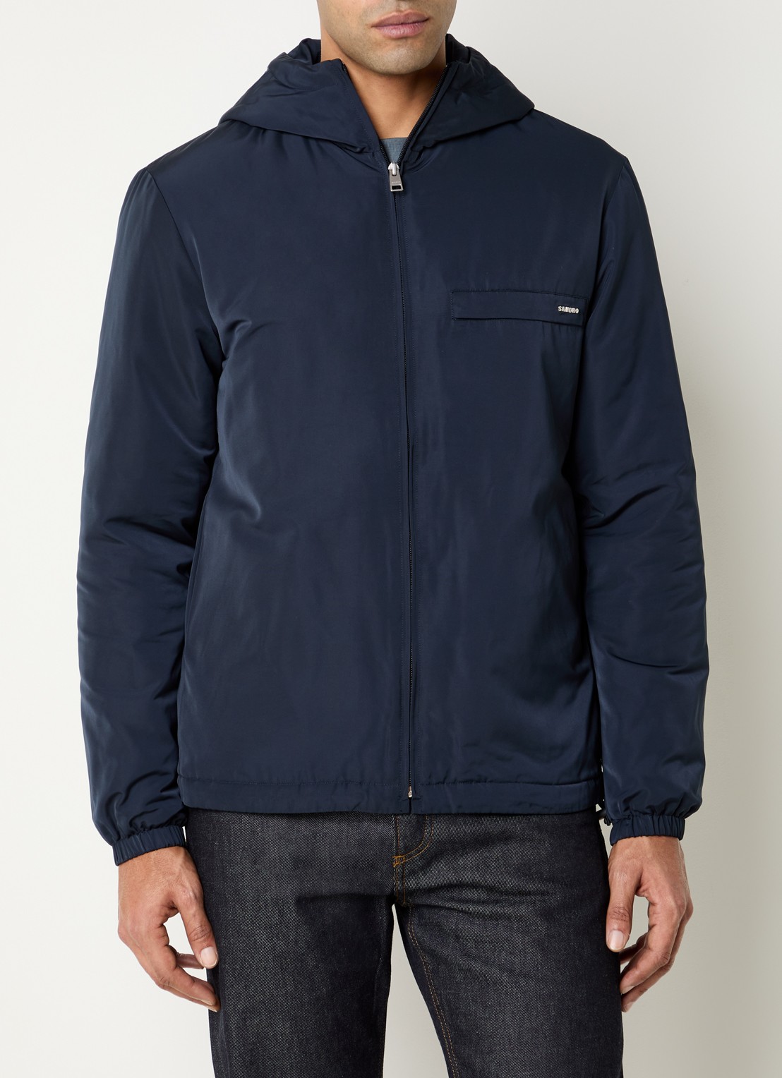 Sandro Jack met capuchon en logo - detail 4 donkerblauw