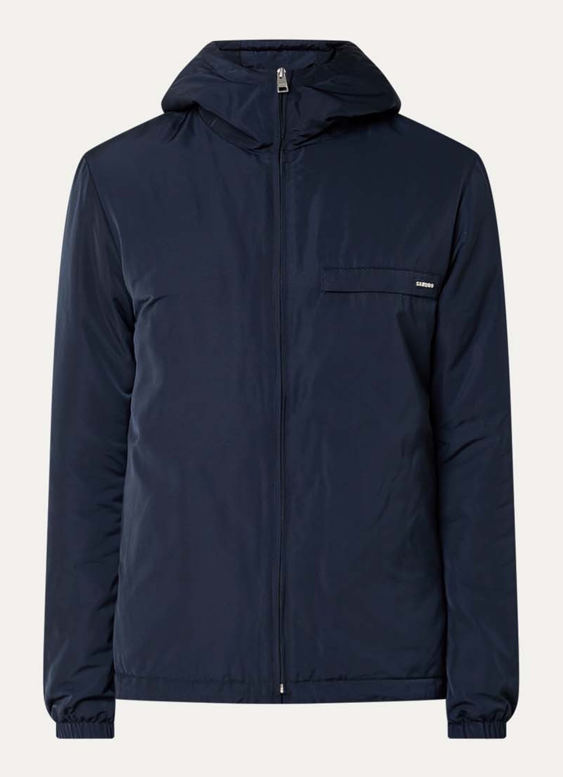 Sandro Jack met capuchon en logo - voorkant 2 donkerblauw