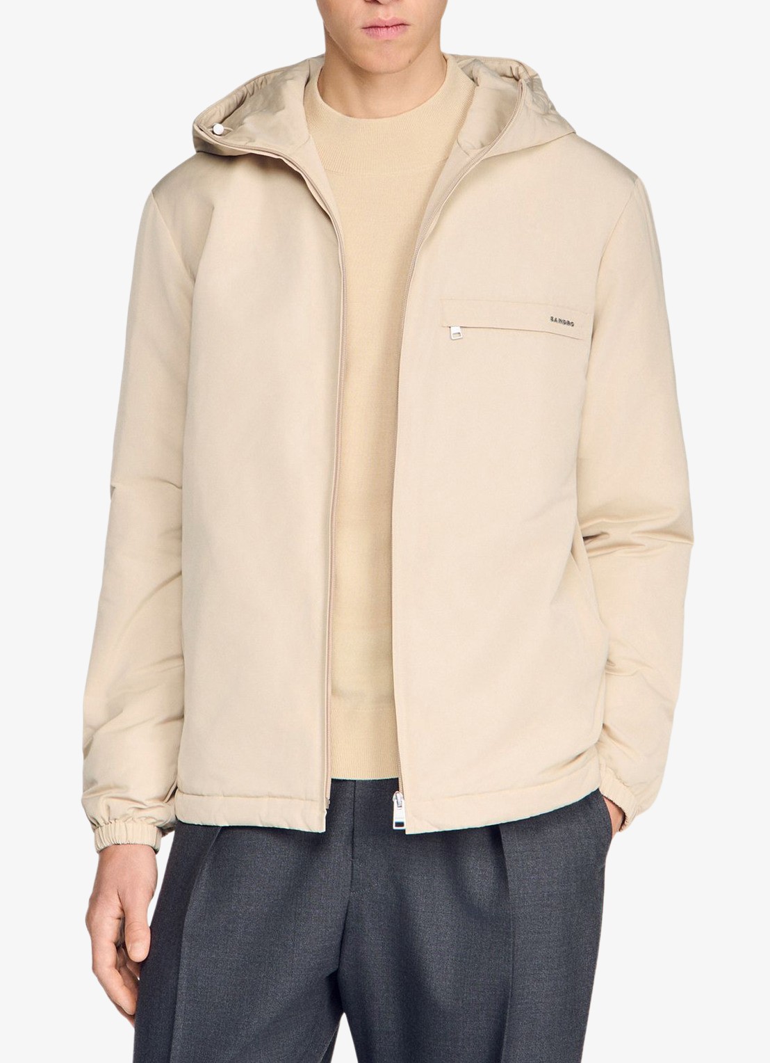 Sandro Jack met capuchon en logo - detail 2 beige