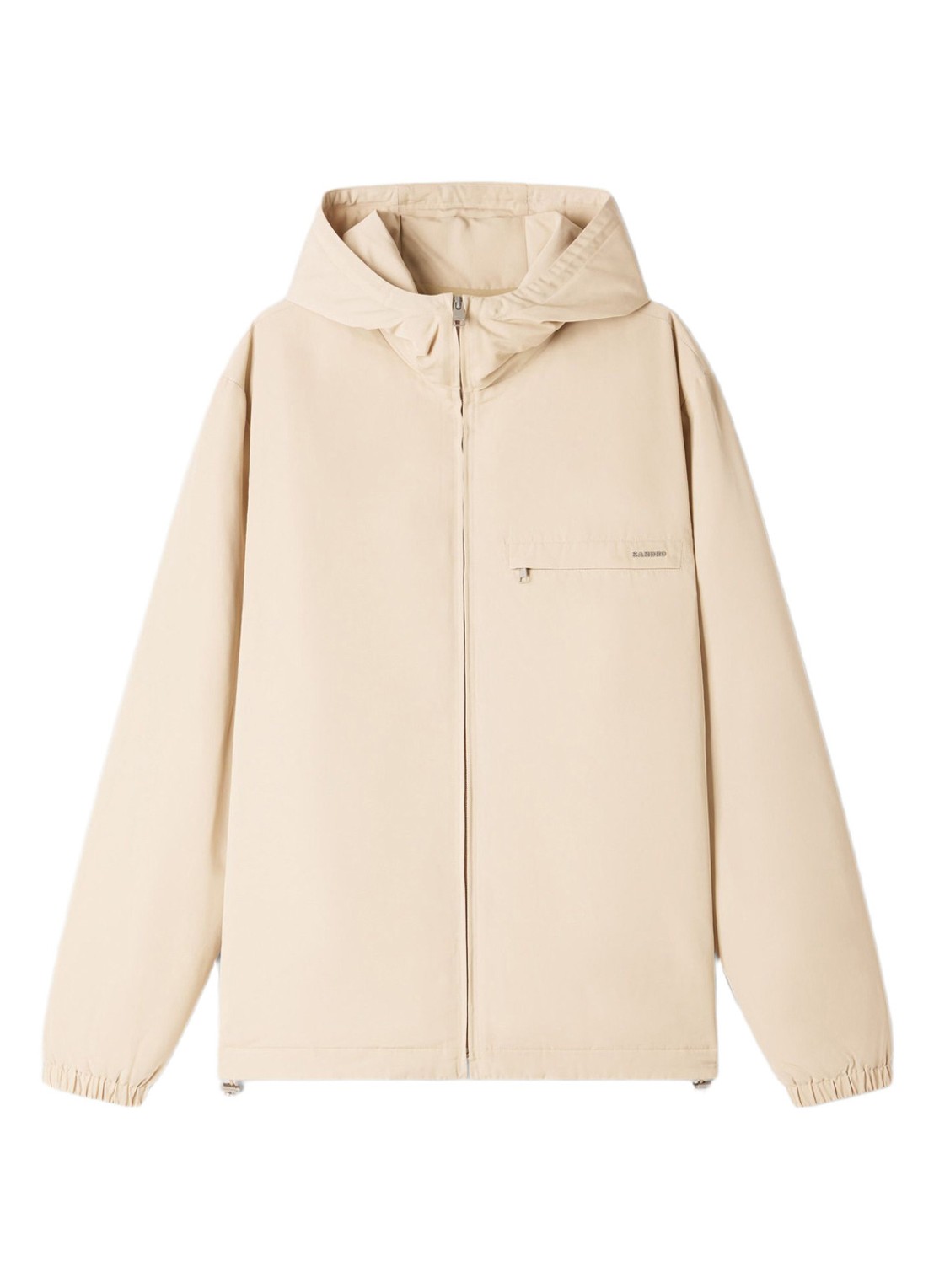 Sandro Jack met capuchon en logo - voorkant beige