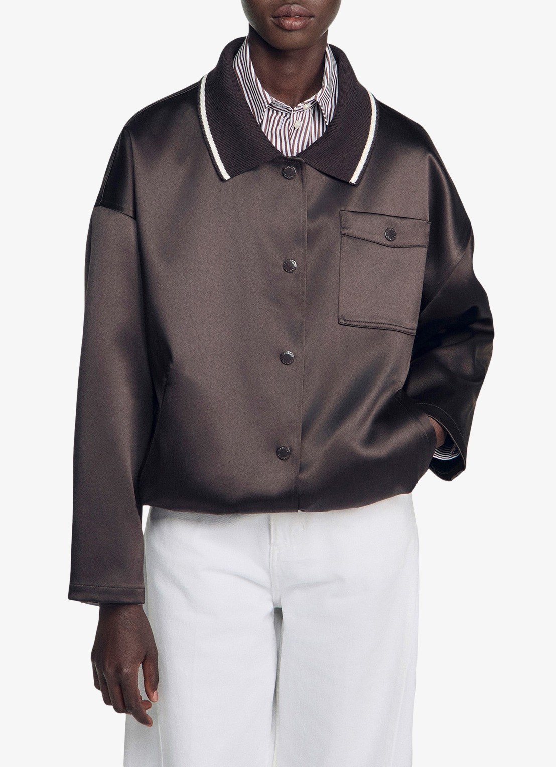 Sandro Jack met polokraag - detail 3 bruin