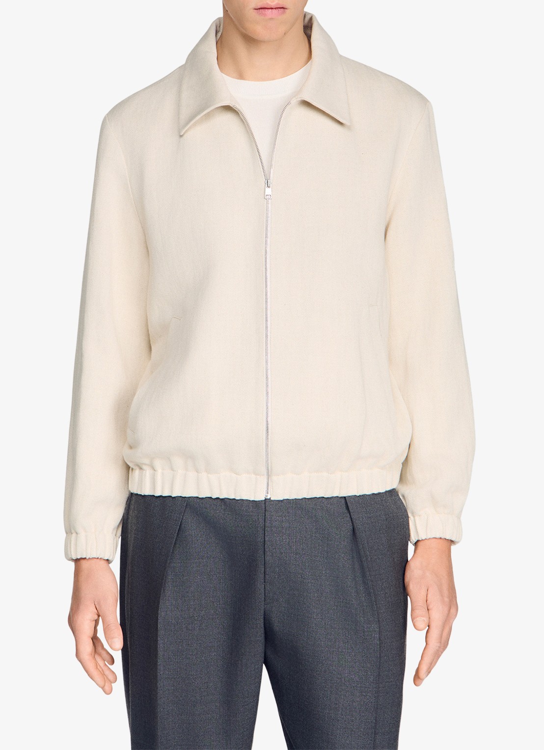 Sandro Jack met steekzakken en kraag - detail creme