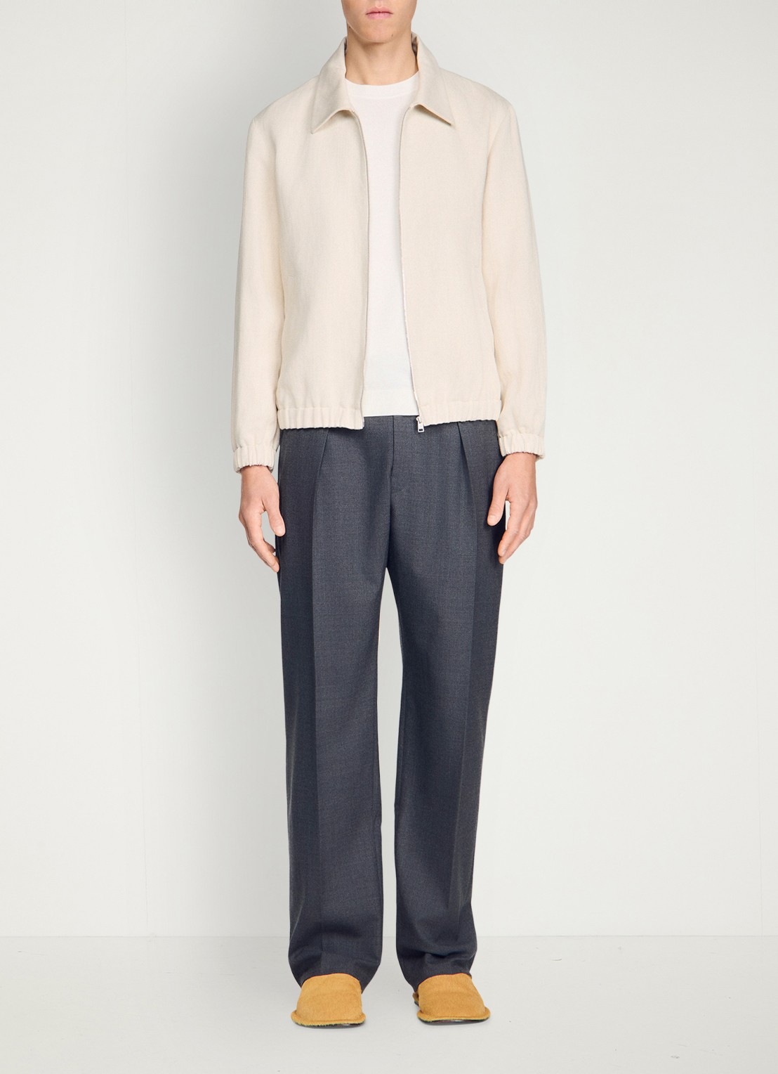 Sandro Jack met steekzakken en kraag - detail 2 creme