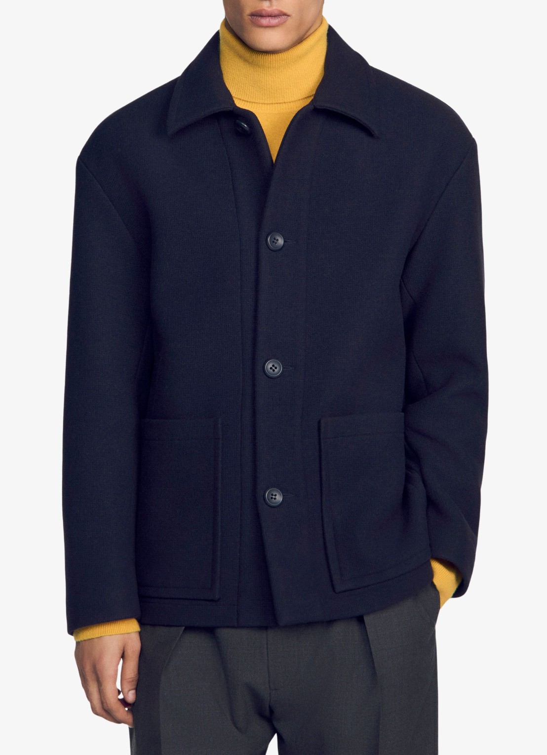 Sandro Jack met steekzakken - detail 3 donkerblauw