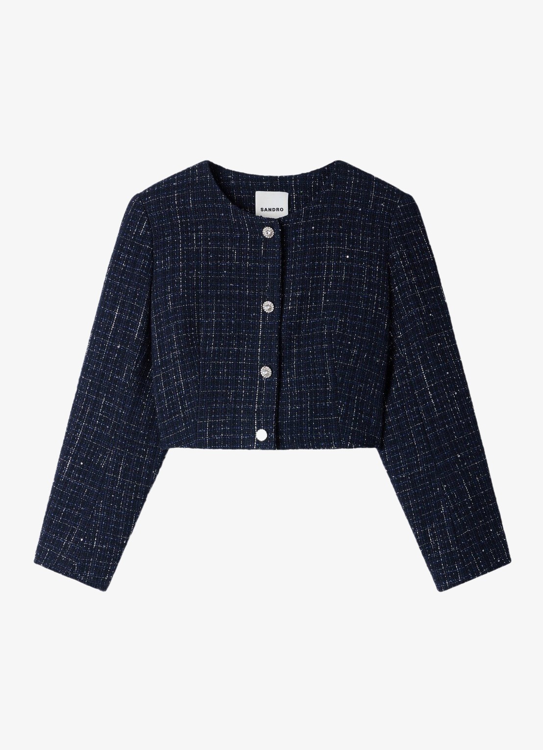 Sandro Jack met tweed-look - voorkant 5 donkerblauw