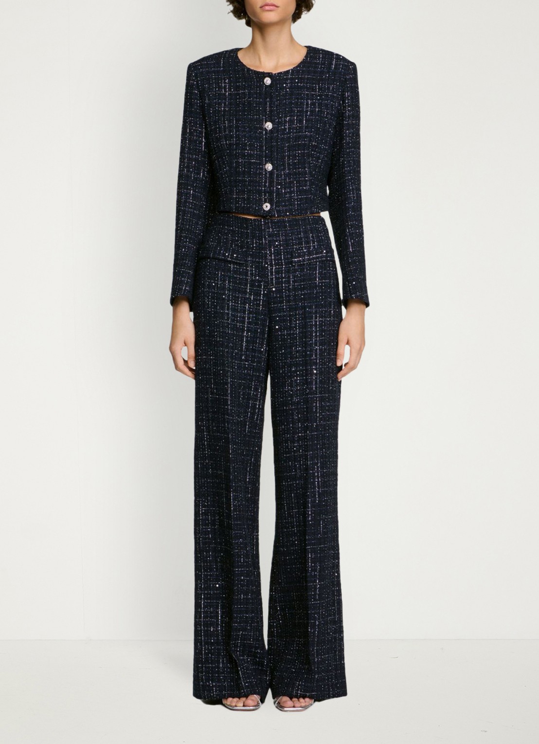 Sandro Jack met tweed-look - voorkant 6 donkerblauw