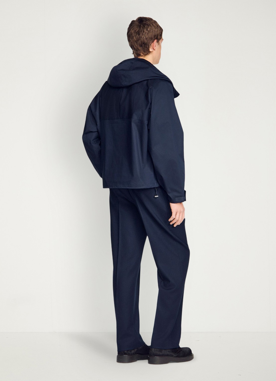 Sandro Jack van katoen met capuchon en opstaande kraag  - achterkant 3 midnight blue / blauw