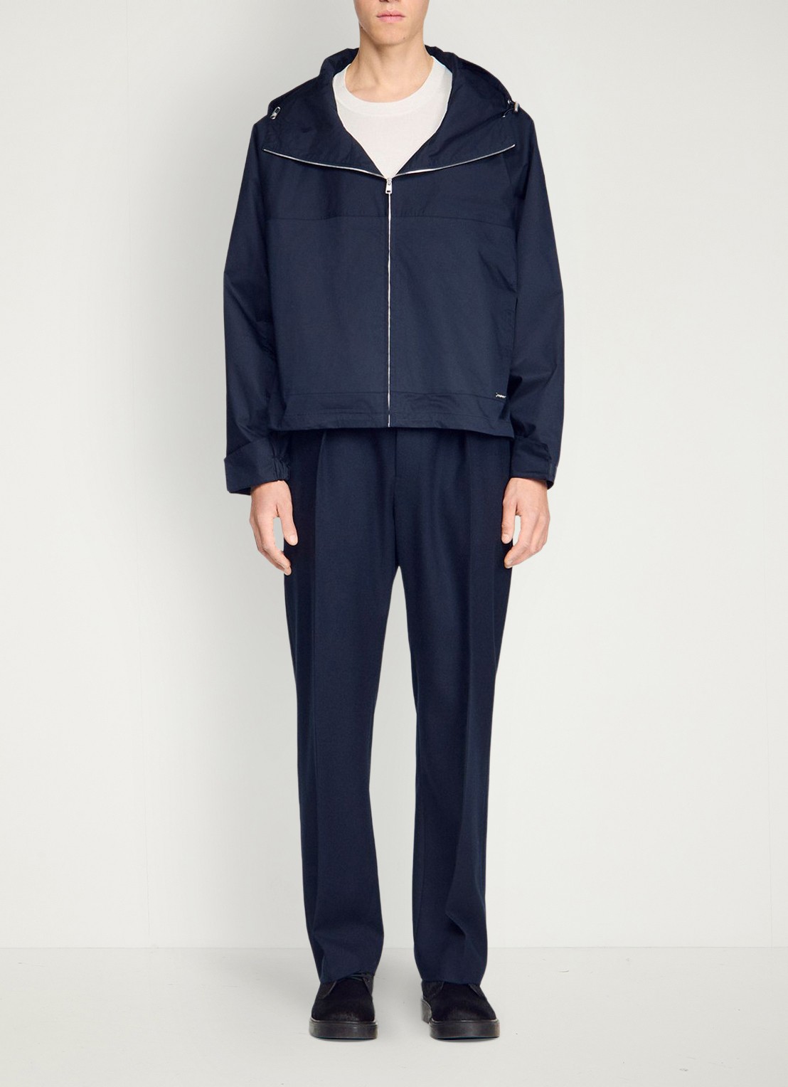 Sandro Jack van katoen met capuchon en opstaande kraag  - detail 6 midnight blue / blauw