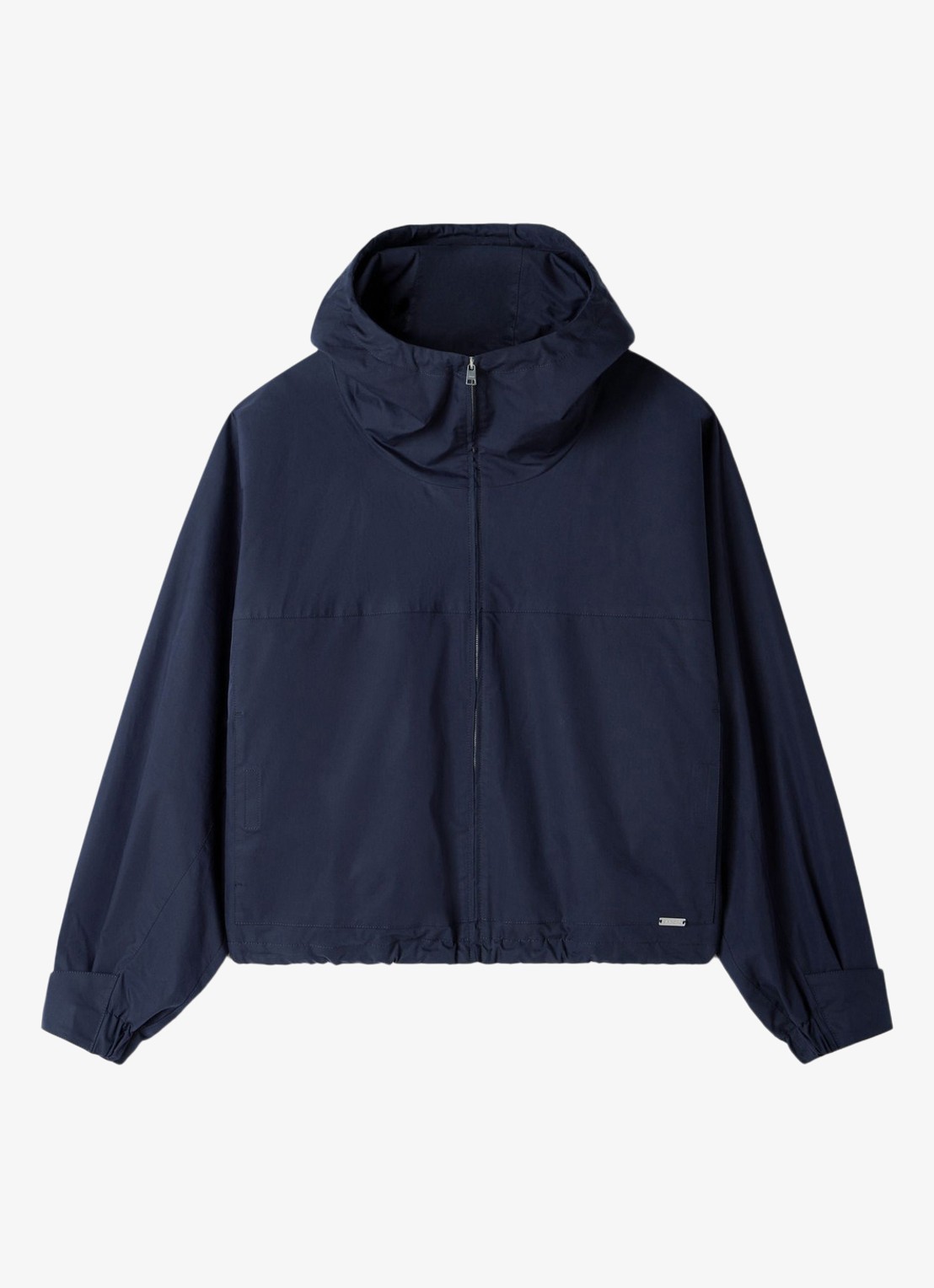 Sandro Jack van katoen met capuchon en opstaande kraag  - voorkant midnight blue / blauw