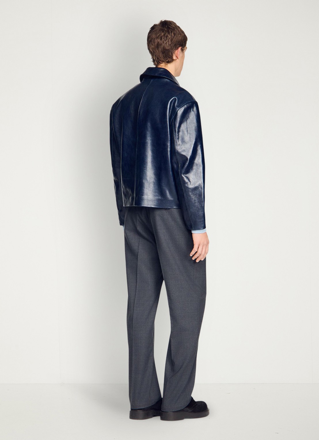 Sandro Jack van leer met steekzakken - achterkant 6 midnight blue / blauw