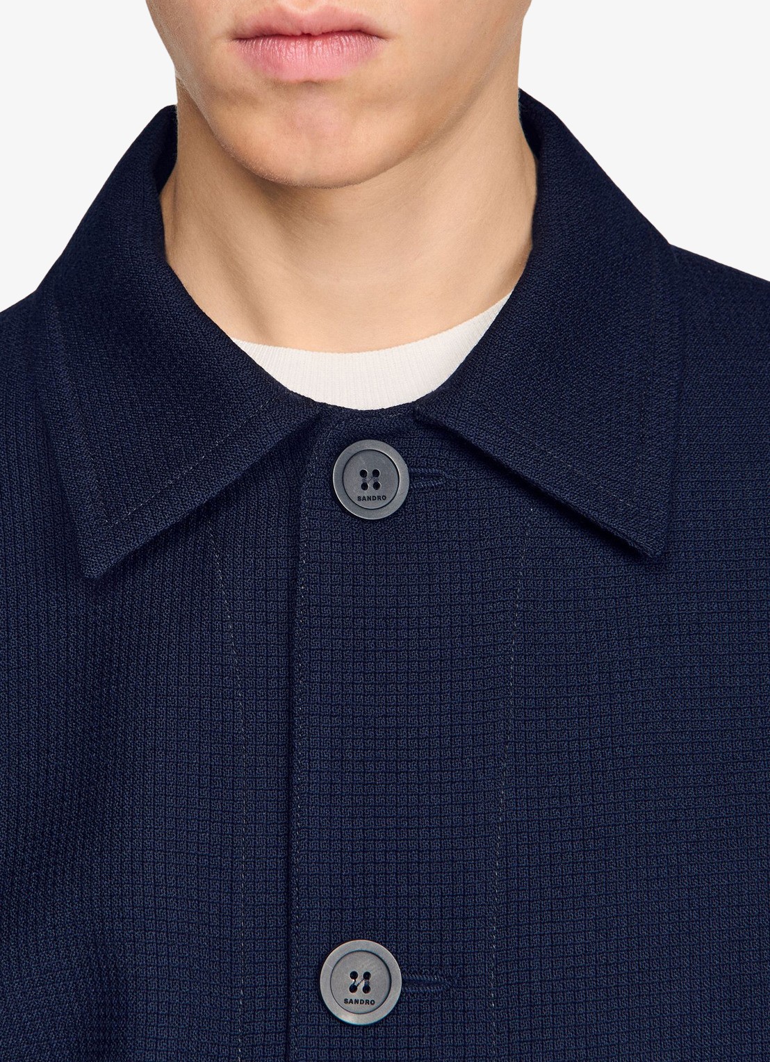 Sandro Jack van scheerwol met opgestikte zakken - detail 5 midnight blue / blauw